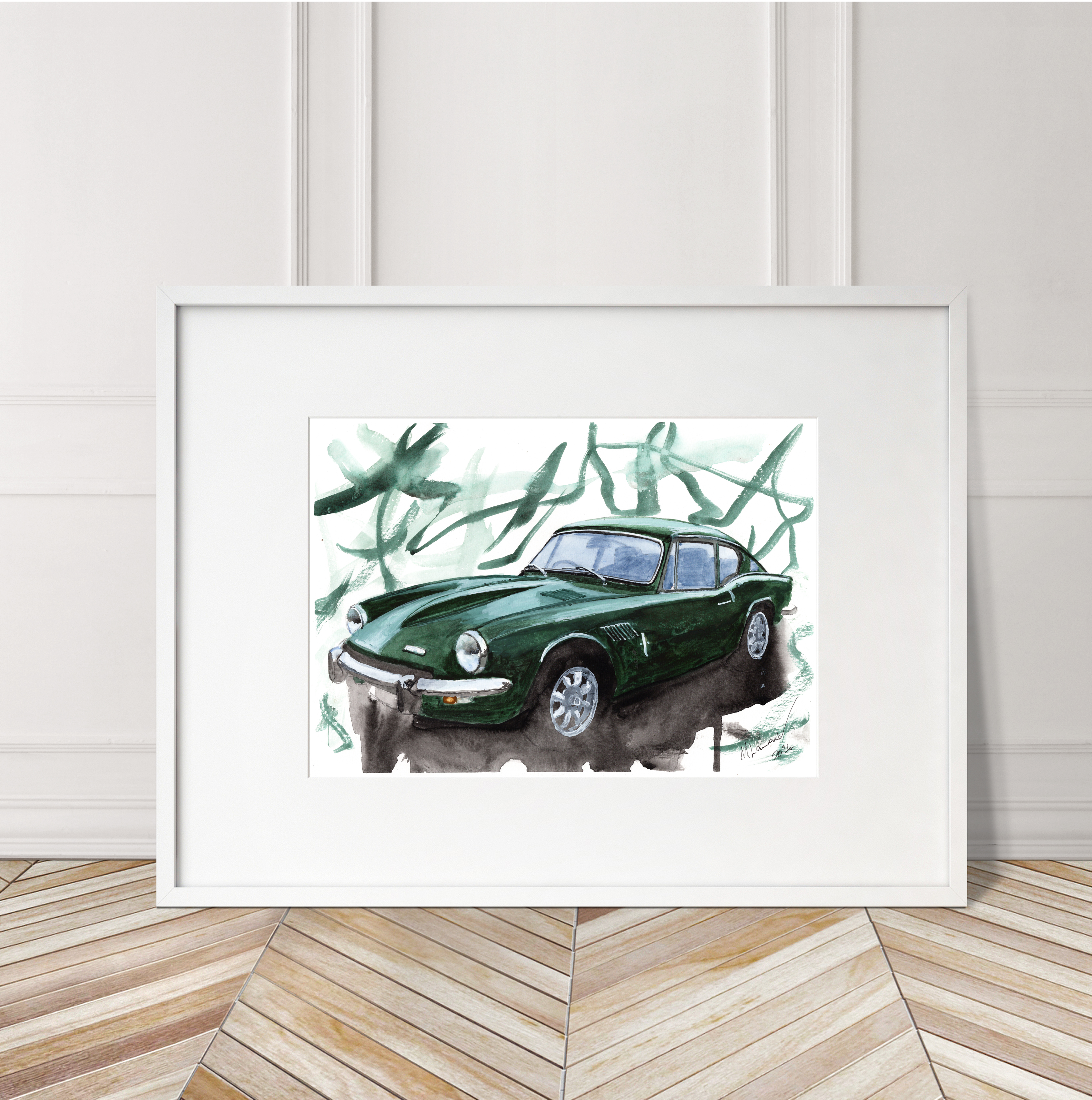 Triumph GT6 Print. Triumph GT6 Poster. Gifts For Him. Hand Painted Art. birthday gift