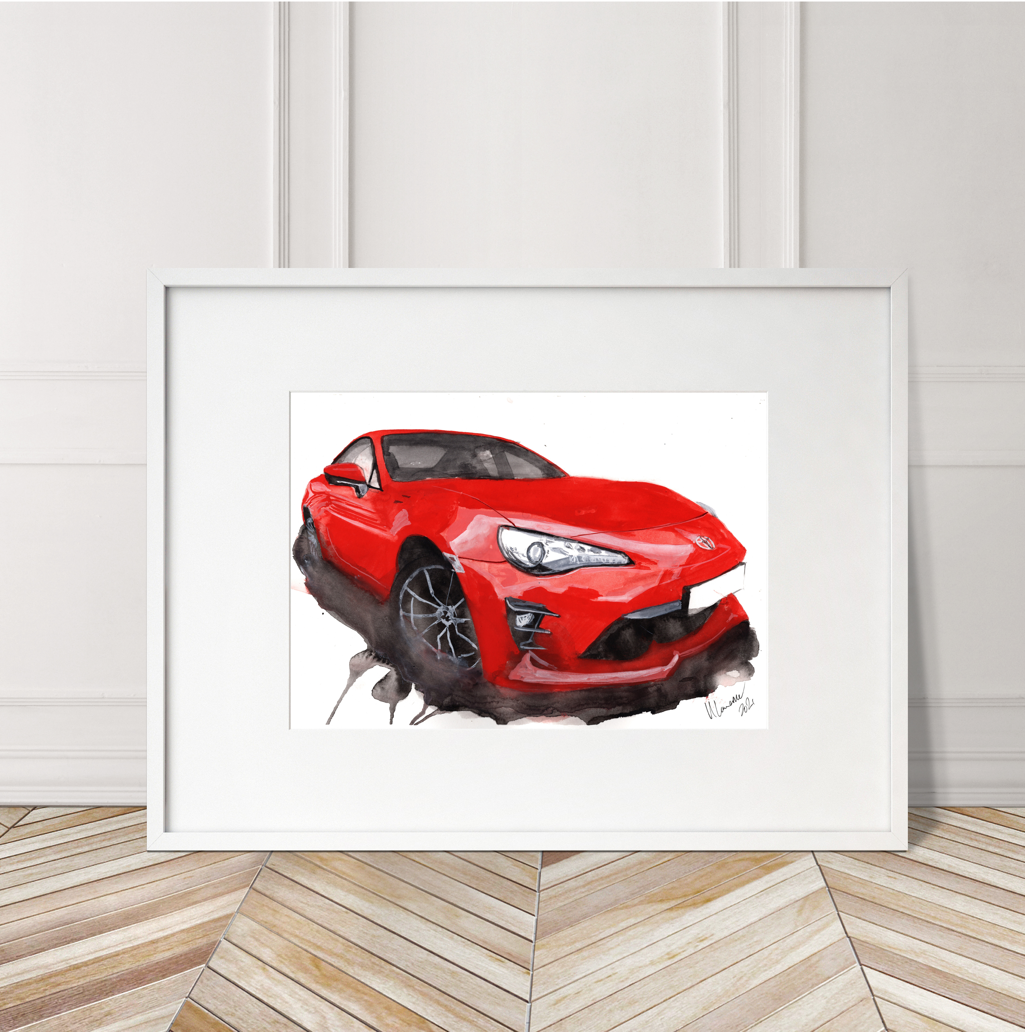 Toyota GT86 Print. Toyota GT86 Poster. Gifts For Him. Hand Painted Art. birthday gift