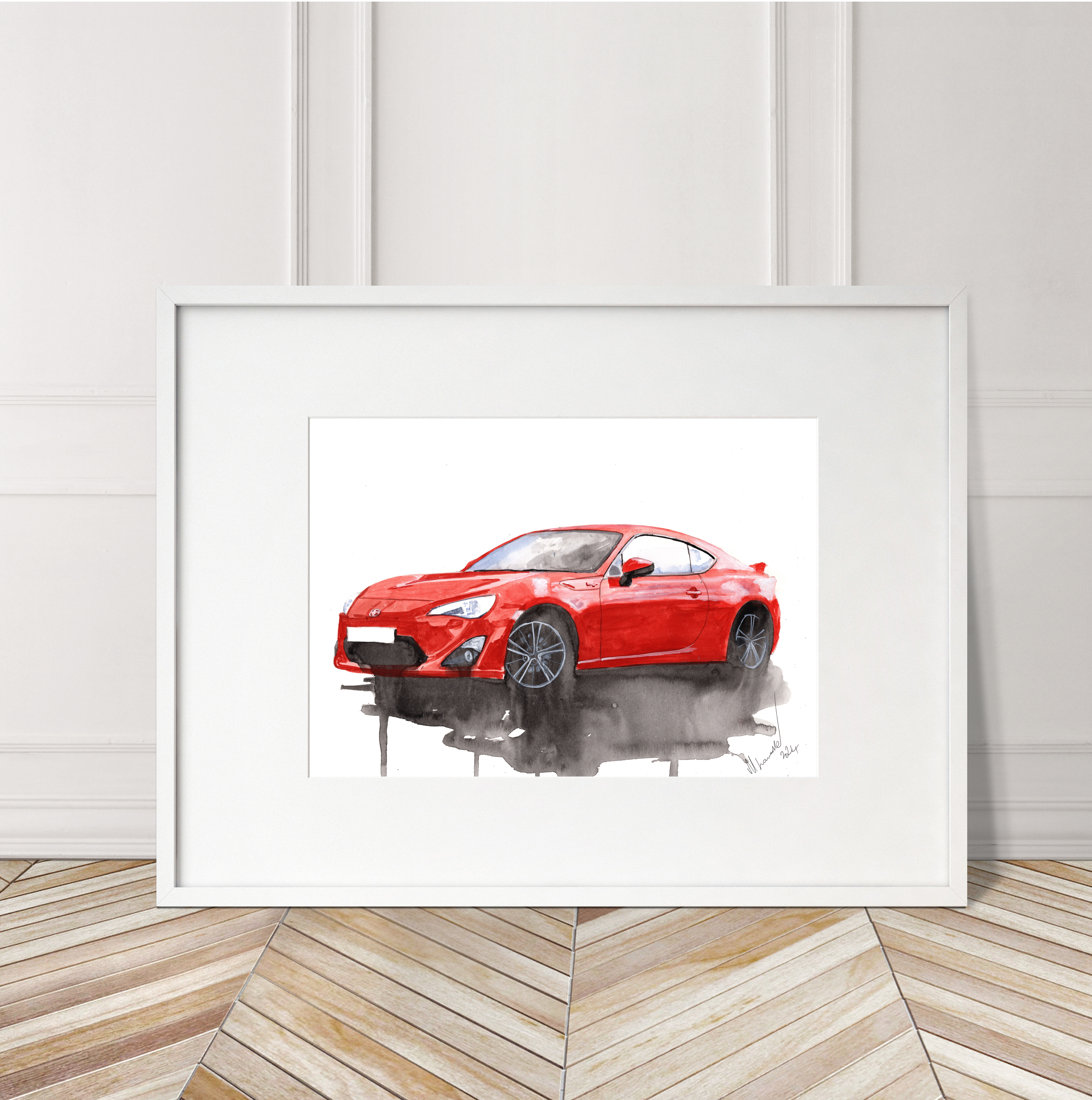 Toyota GT86 Print. Toyota GT86 Poster. Gifts For Him. Hand Painted Art. birthday gift