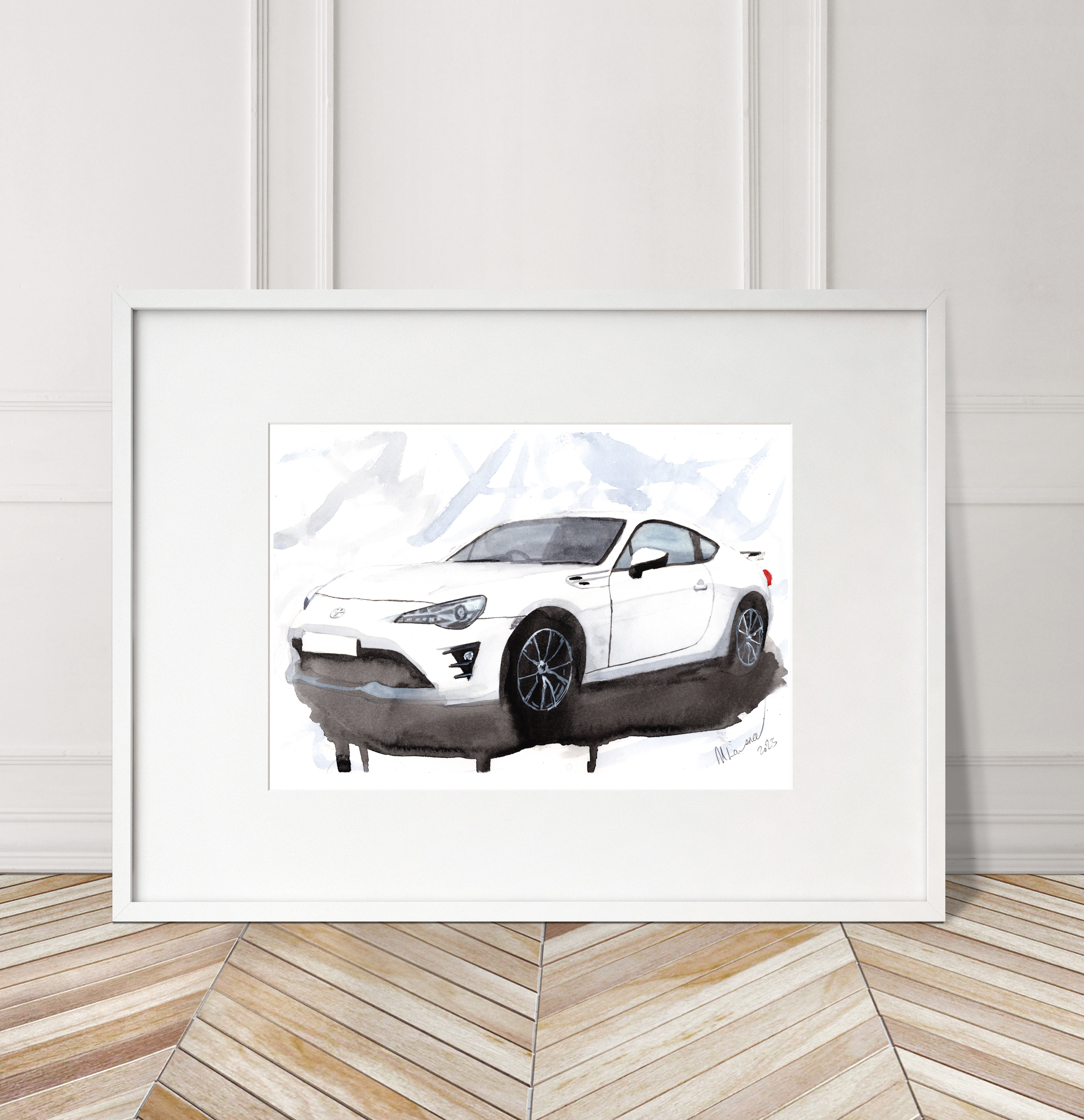 Toyota GT86 Print. Toyota GT86 Poster. Gifts For Him. Hand Painted Art. birthday gift