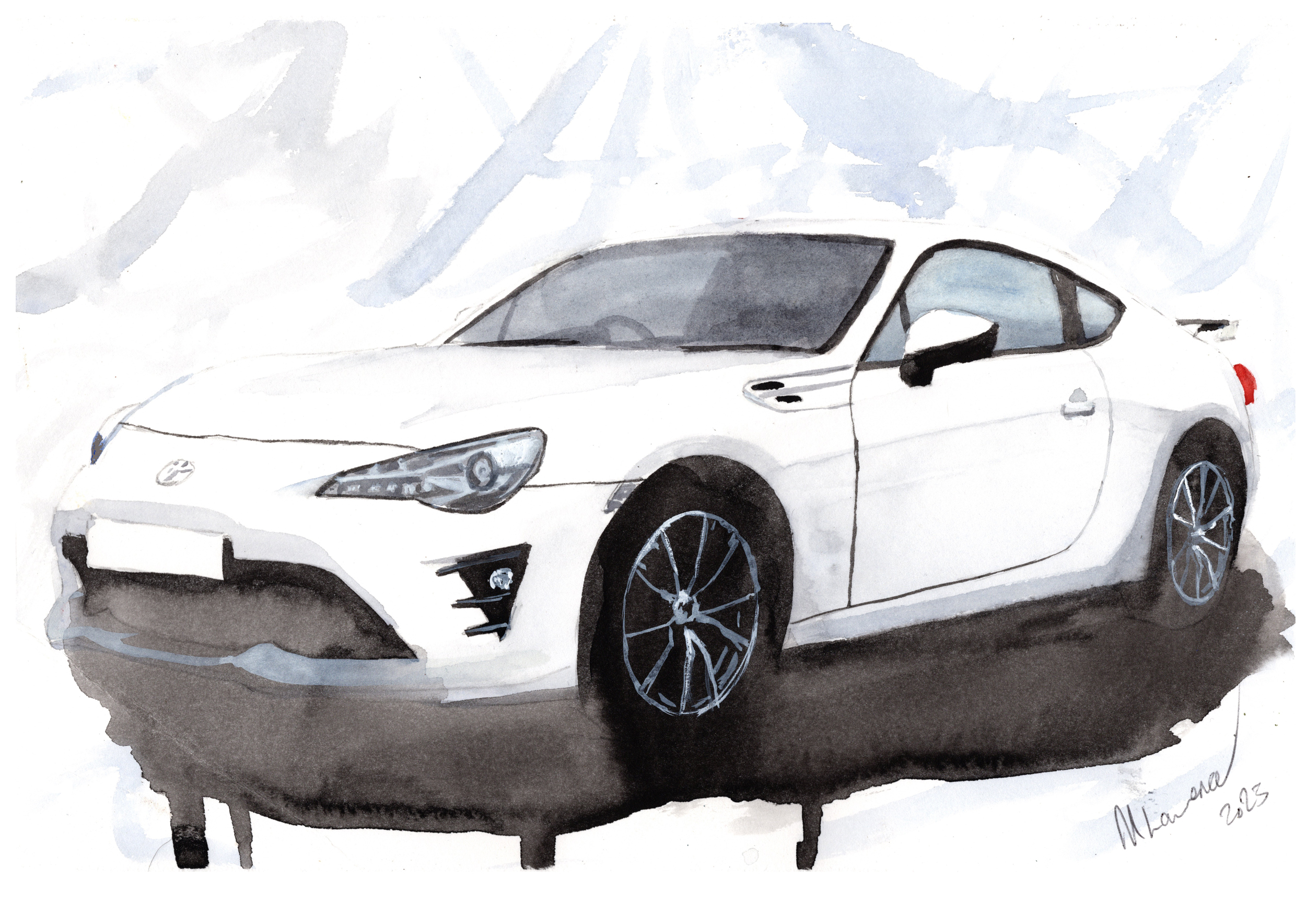 Toyota GT86 Print. Toyota GT86 Poster. Gifts For Him. Hand Painted Art. birthday gift