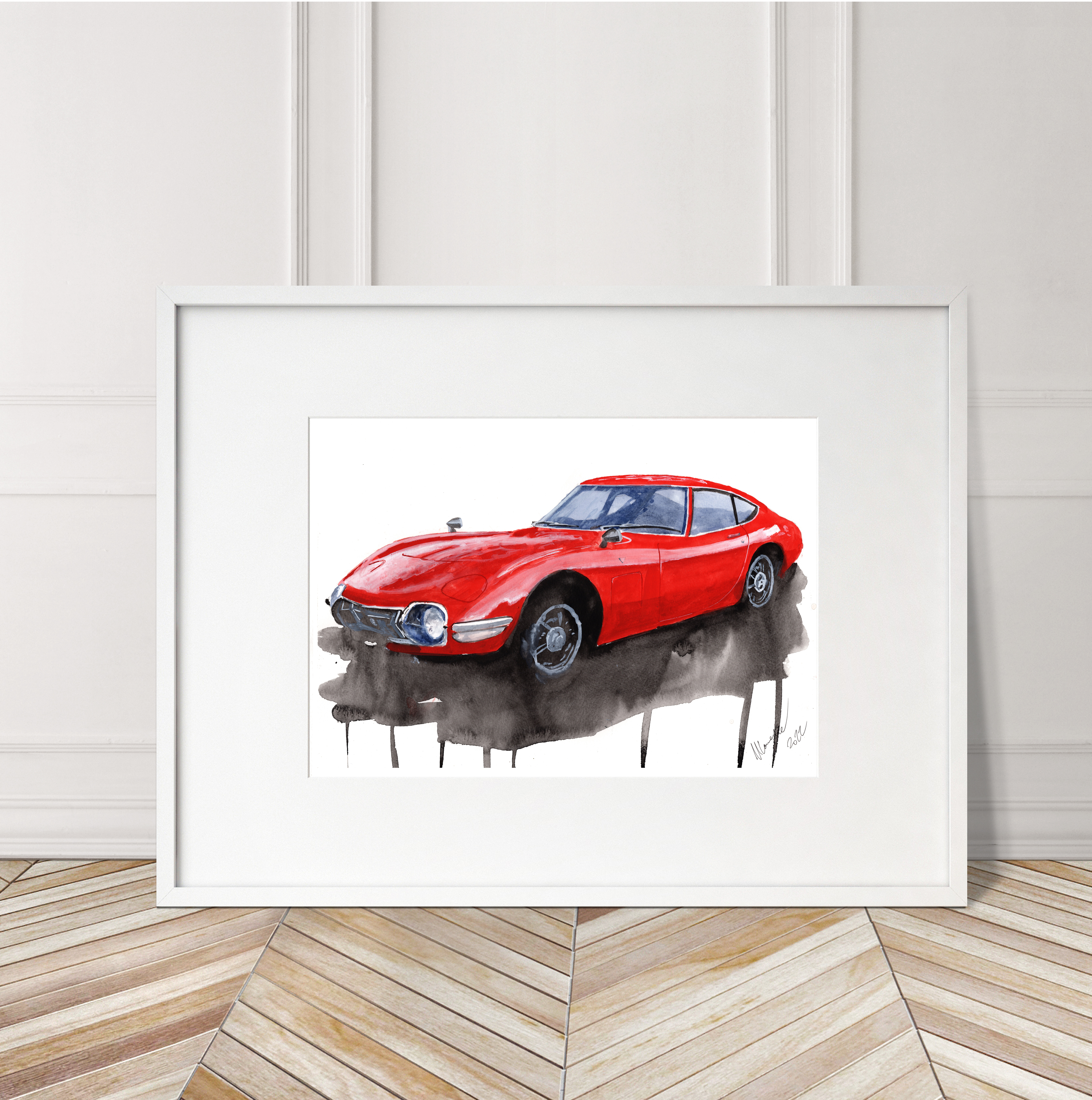 Toyota GT2000 Print. Toyota GT2000 Poster. Gifts For Him. Hand Painted Art. birthday gift