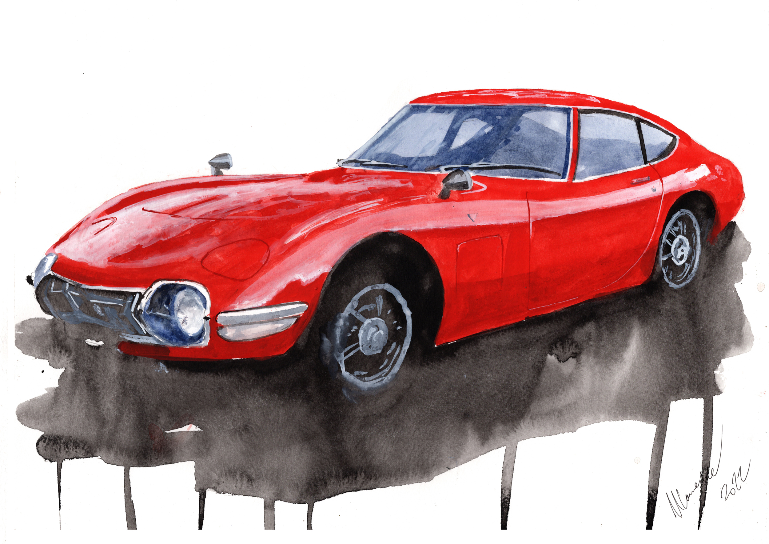 Toyota GT2000 Print. Toyota GT2000 Poster. Gifts For Him. Hand Painted Art. birthday gift