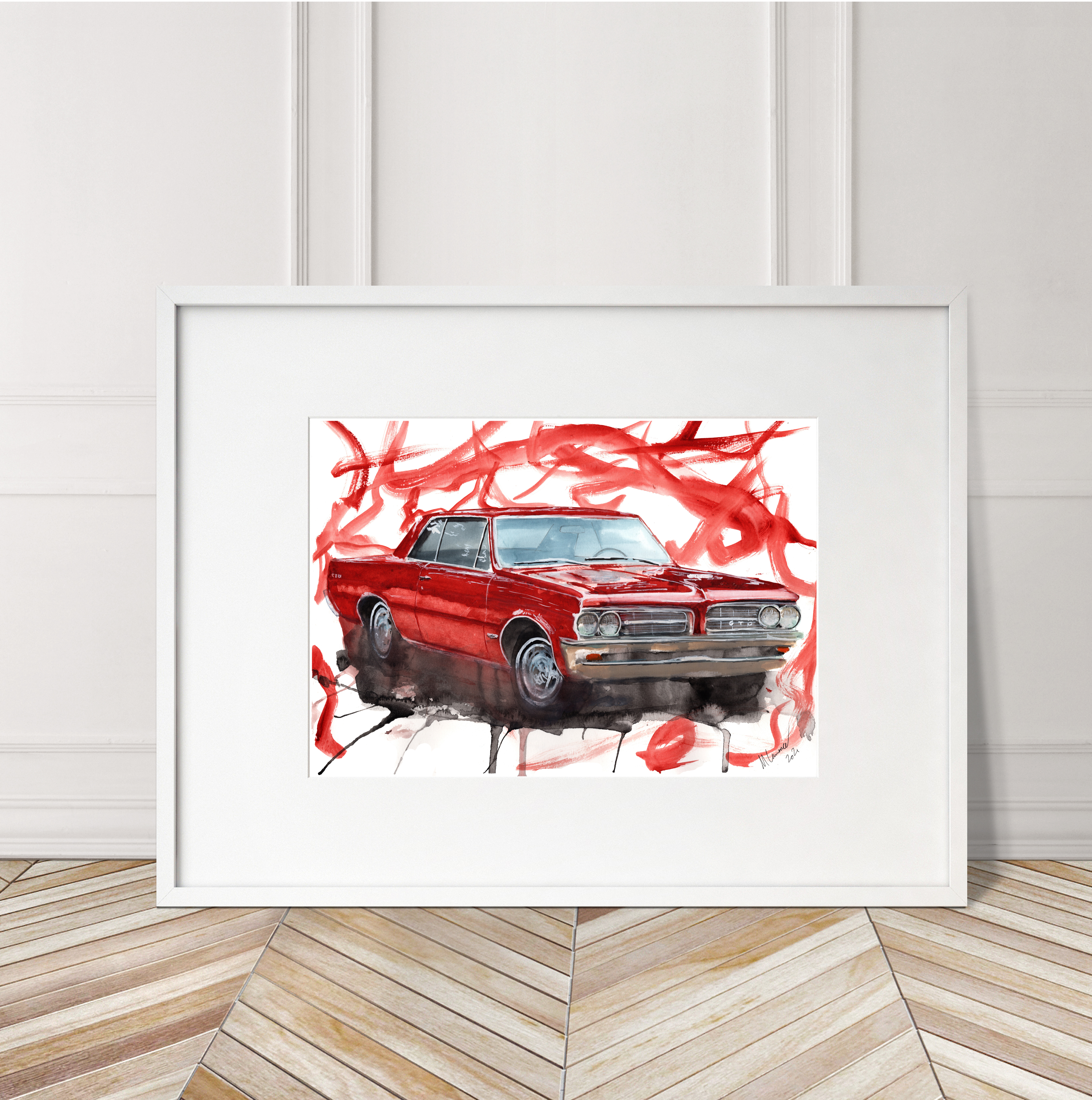 Pontiac GTO Print. Pontiac GTO Poster. Gifts For Him. Hand Painted Art. birthday gift