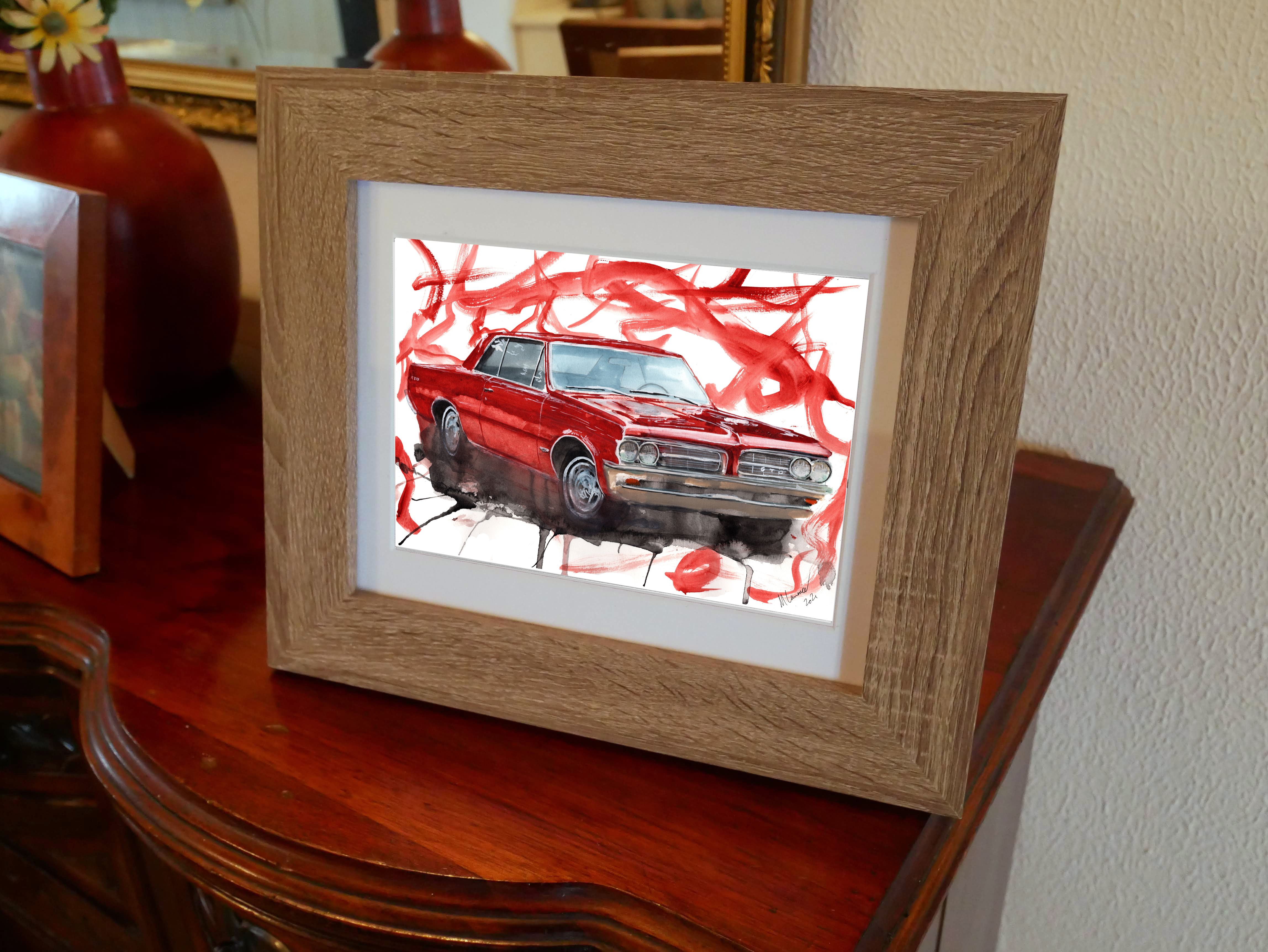 Pontiac GTO Print. Pontiac GTO Poster. Gifts For Him. Hand Painted Art. birthday gift