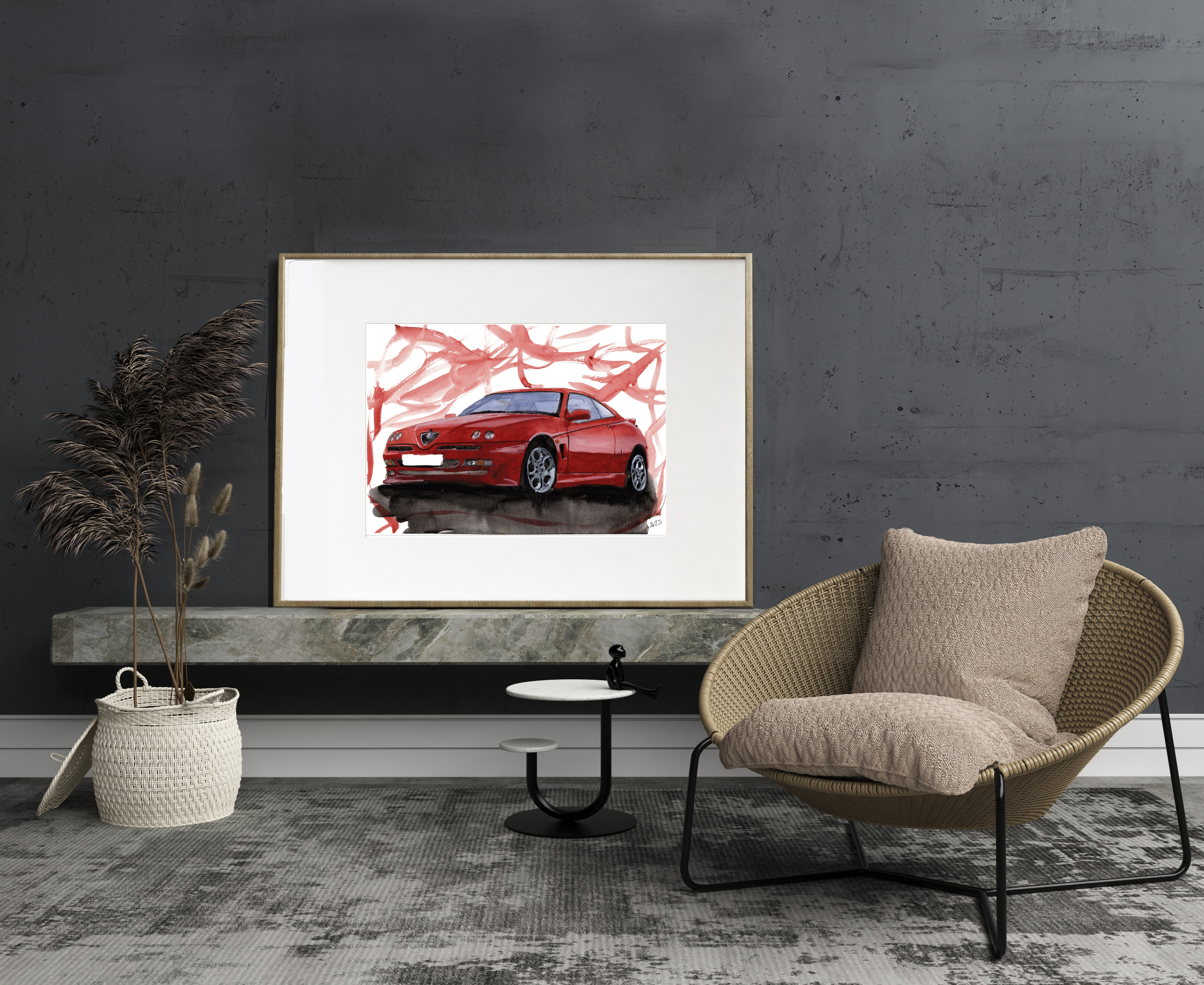 Alfa Romeo GTV Print. Alfa Romeo GTV Poster. Gifts For Him. Hand Painted Art. birthday gift