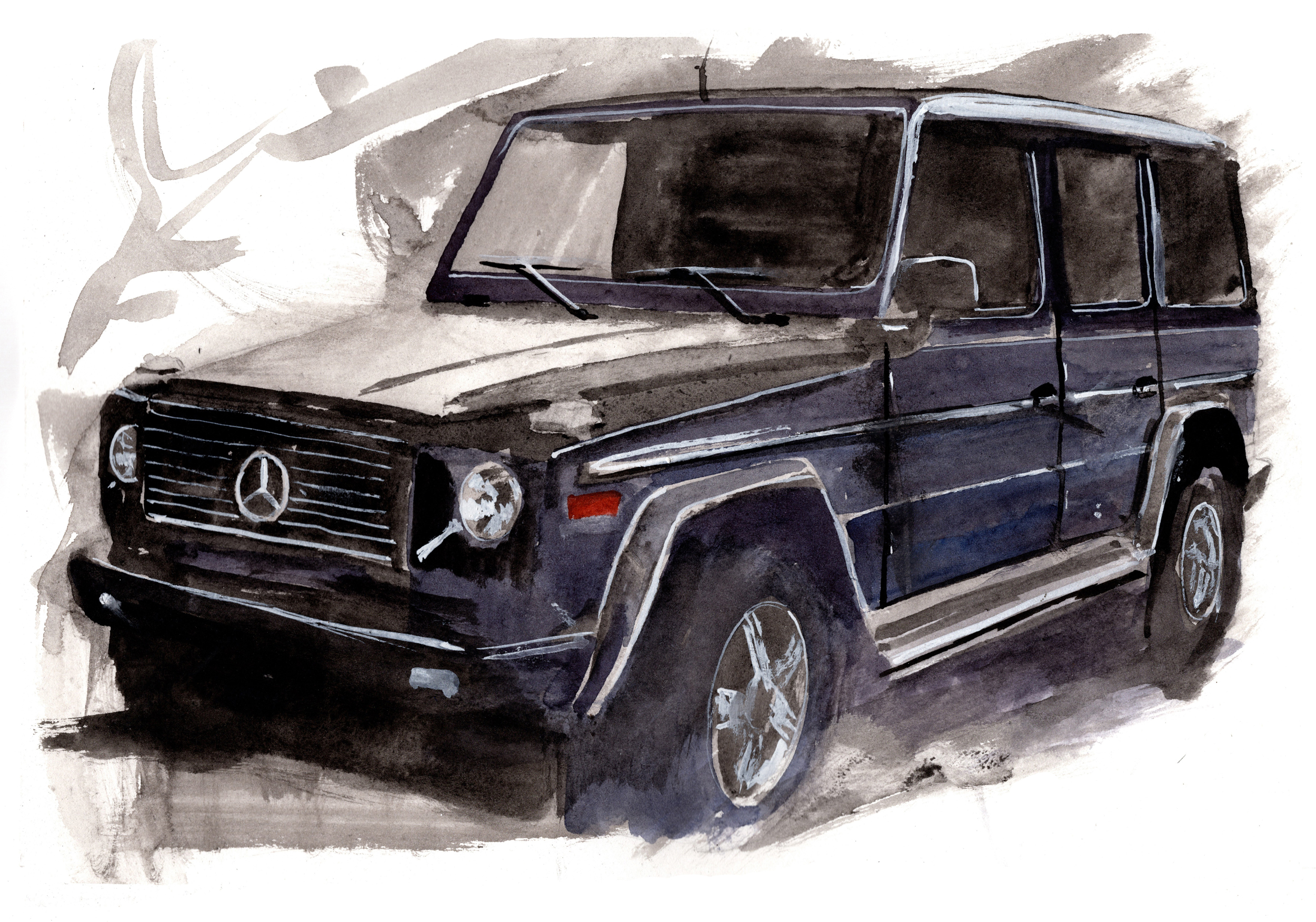 Mercedes G Wagen Print. Mercedes G Wagen Poster. Gifts For Him. Hand Painted Art. birthday gift