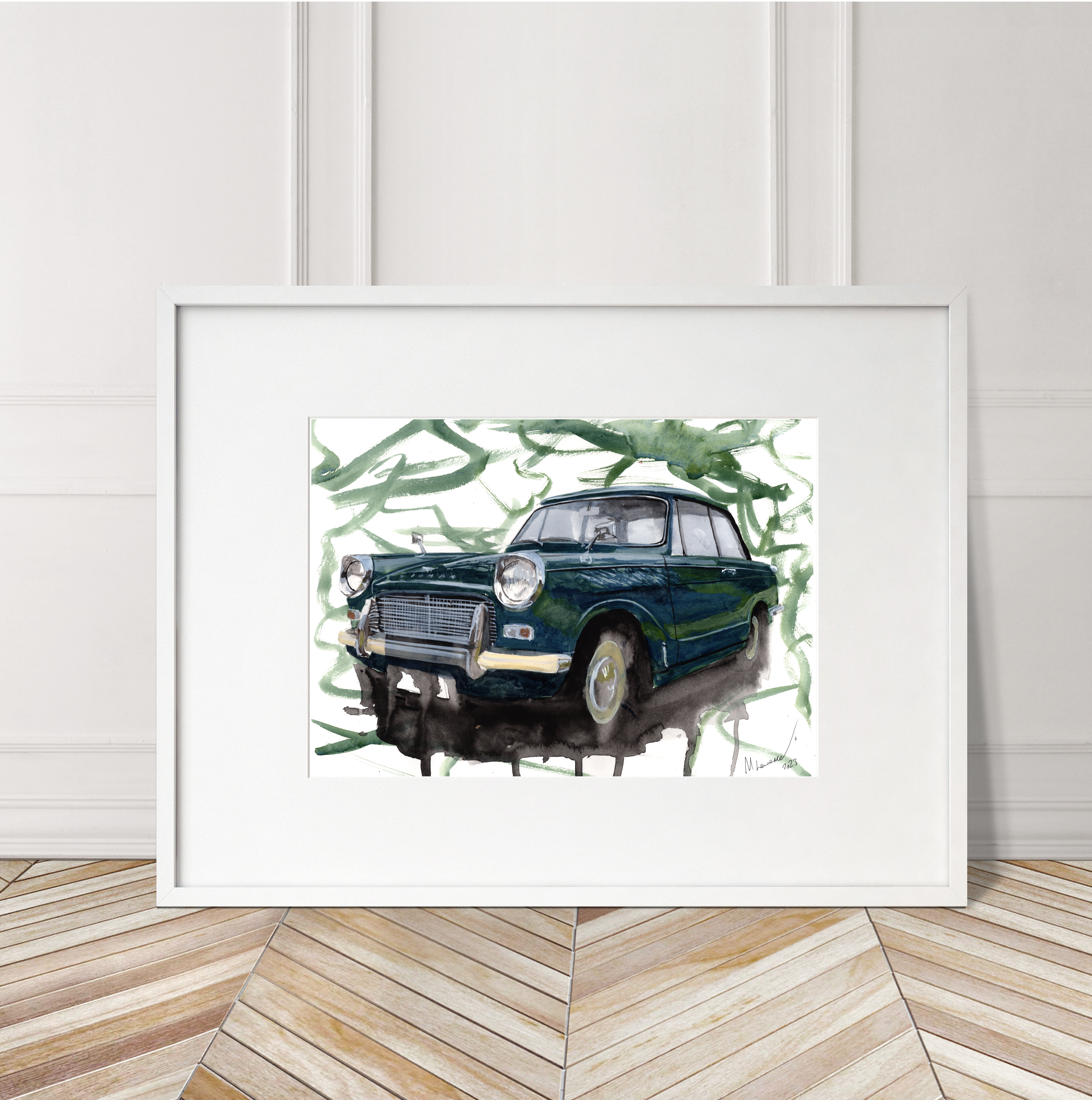 Triumph Herald Print. Triumph Herald Poster. Gifts For Him. Hand Painted Art. birthday gift