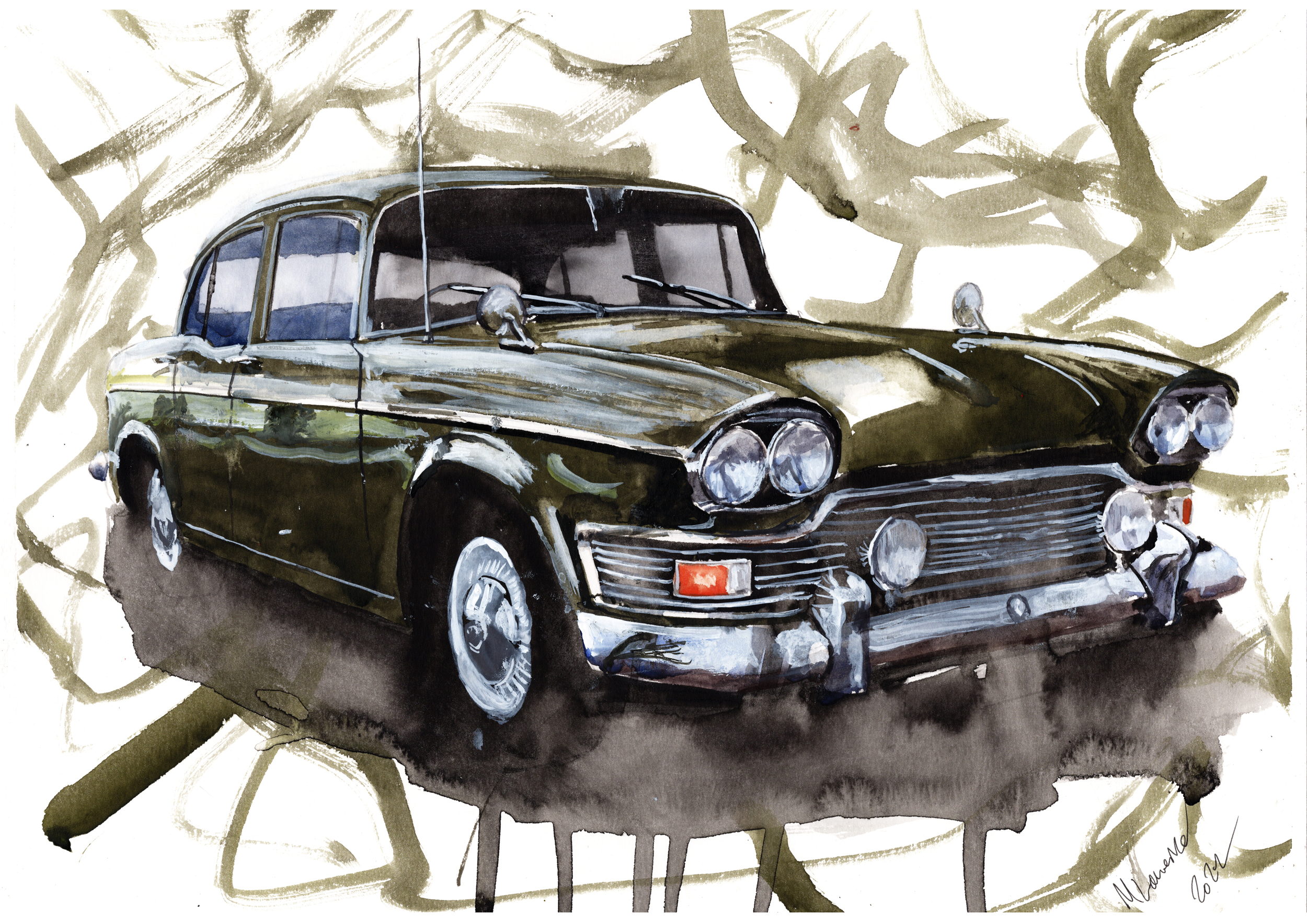Humber Super Snipe Print. Humber Super Snipe Poster. Gifts For Him. Hand Painted Art. birthday gift