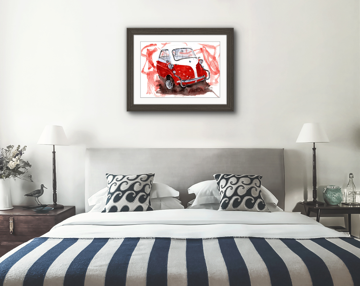 BMW Isetta Print. BMW Isetta Poster. Gifts For Him. Hand Painted Art. birthday gift