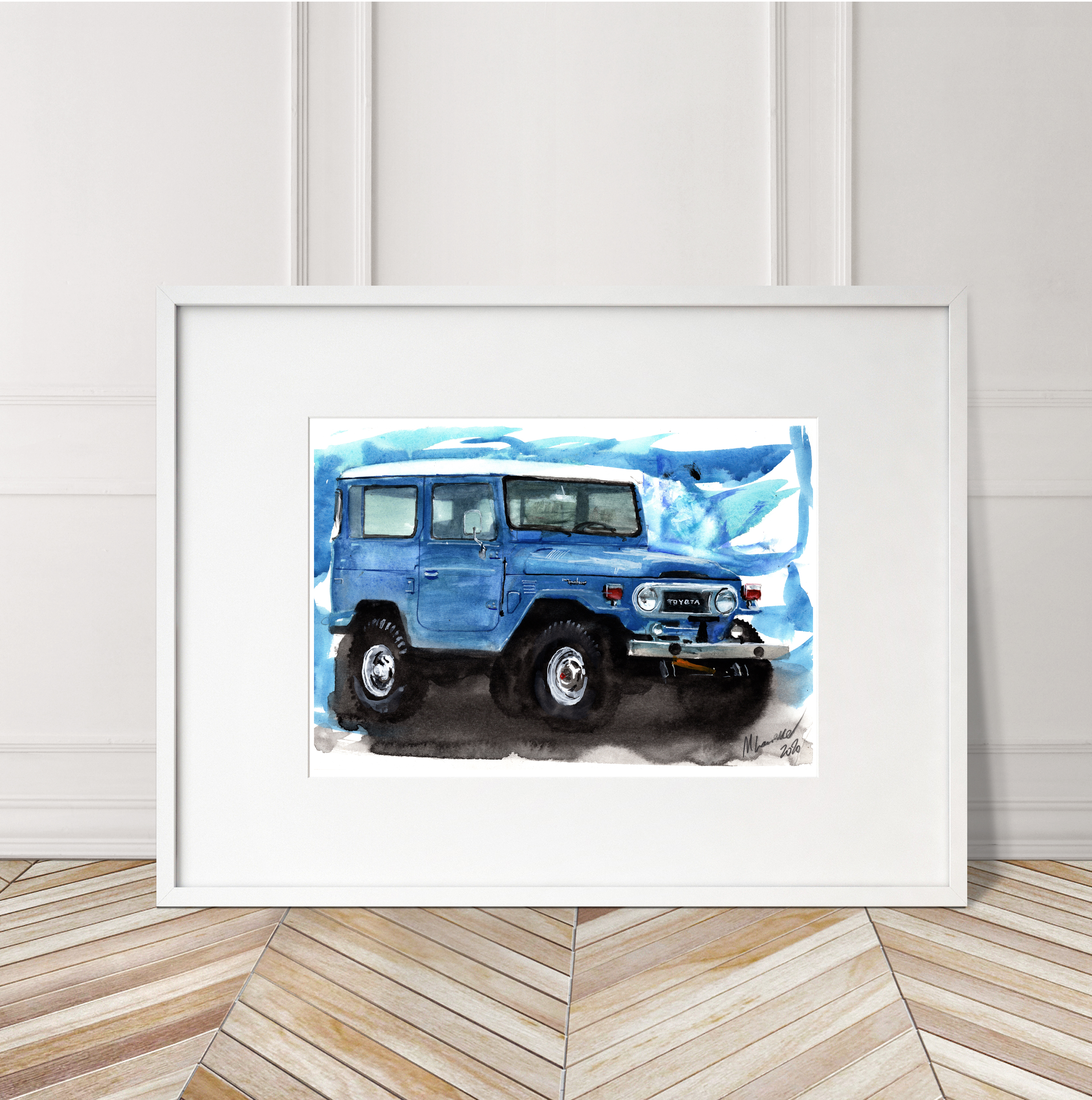 Toyota J40 Print. Toyota J40 Poster. Gifts For Him. Hand Painted Art. birthday gift