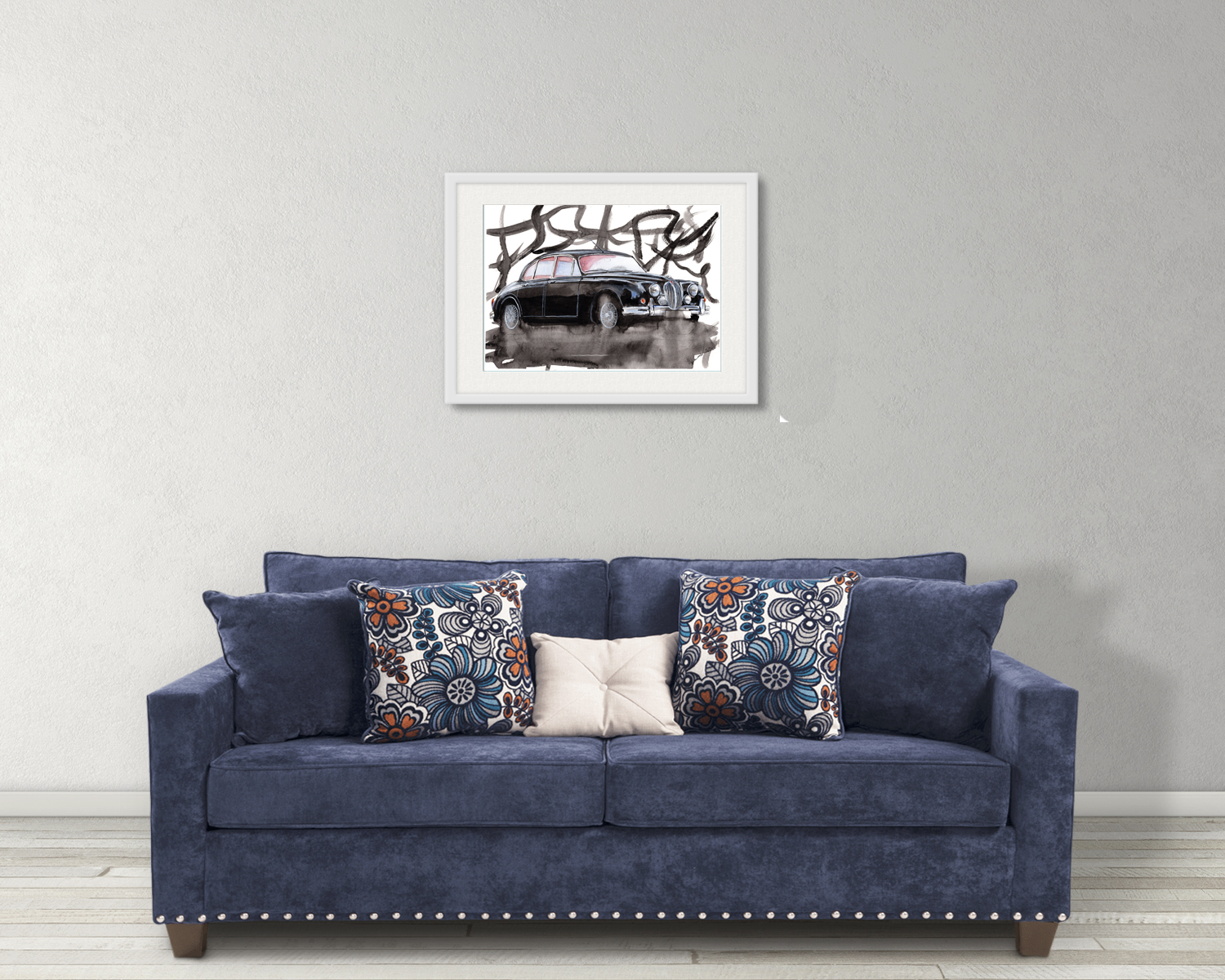 Jaguar Mk2 Print. Jaguar Mk2 Poster. Gifts For Him. Hand Painted Art. birthday gift