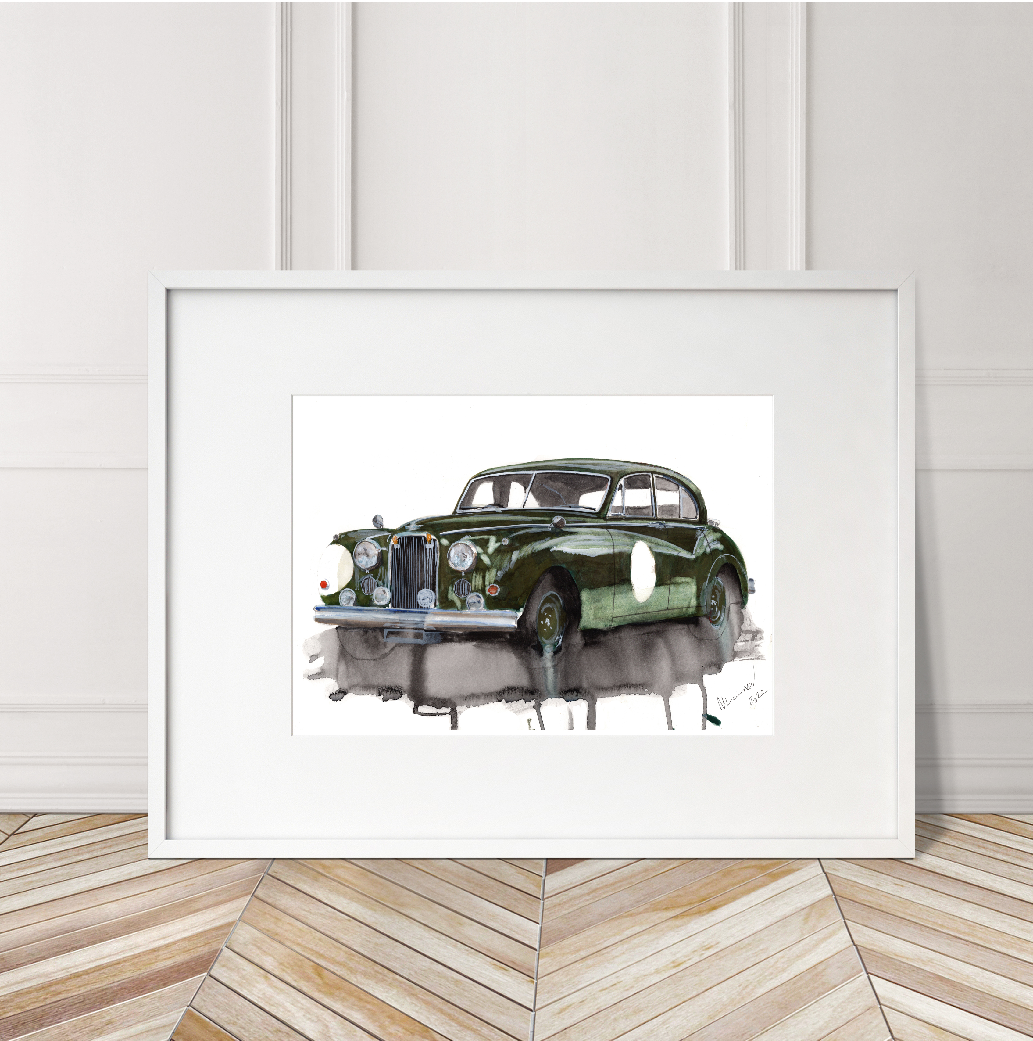 Jaguar Mk7 Print. Jaguar Mk7 Poster. Gifts For Him. Hand Painted Art. birthday gift