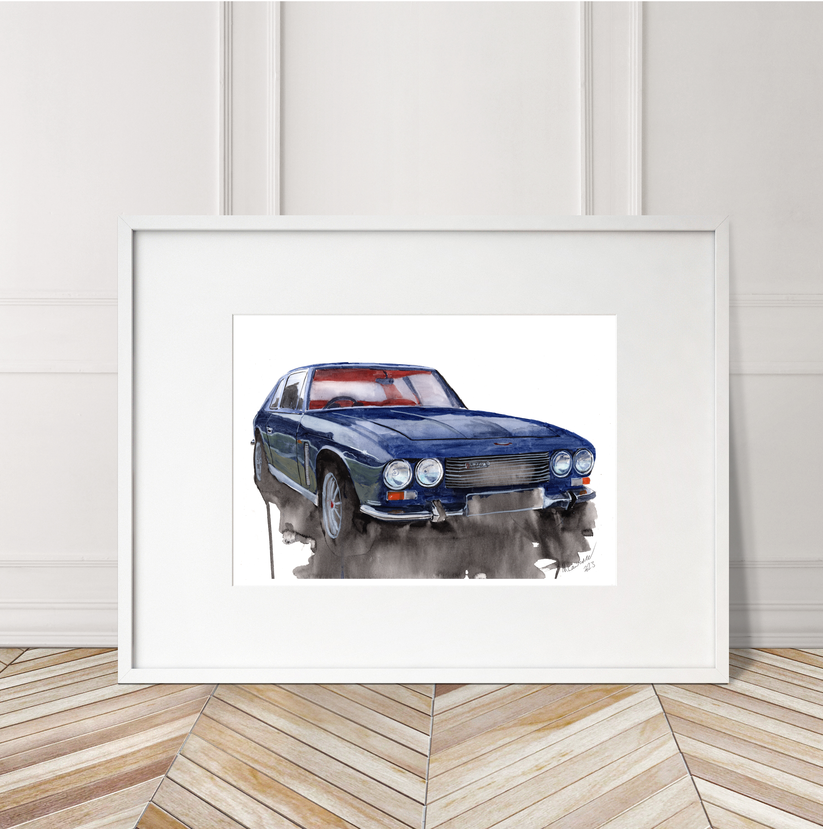 Jensen Interceptor Print. Jensen Interceptor Poster. Gifts For Him. Hand Painted Art. birthday gift