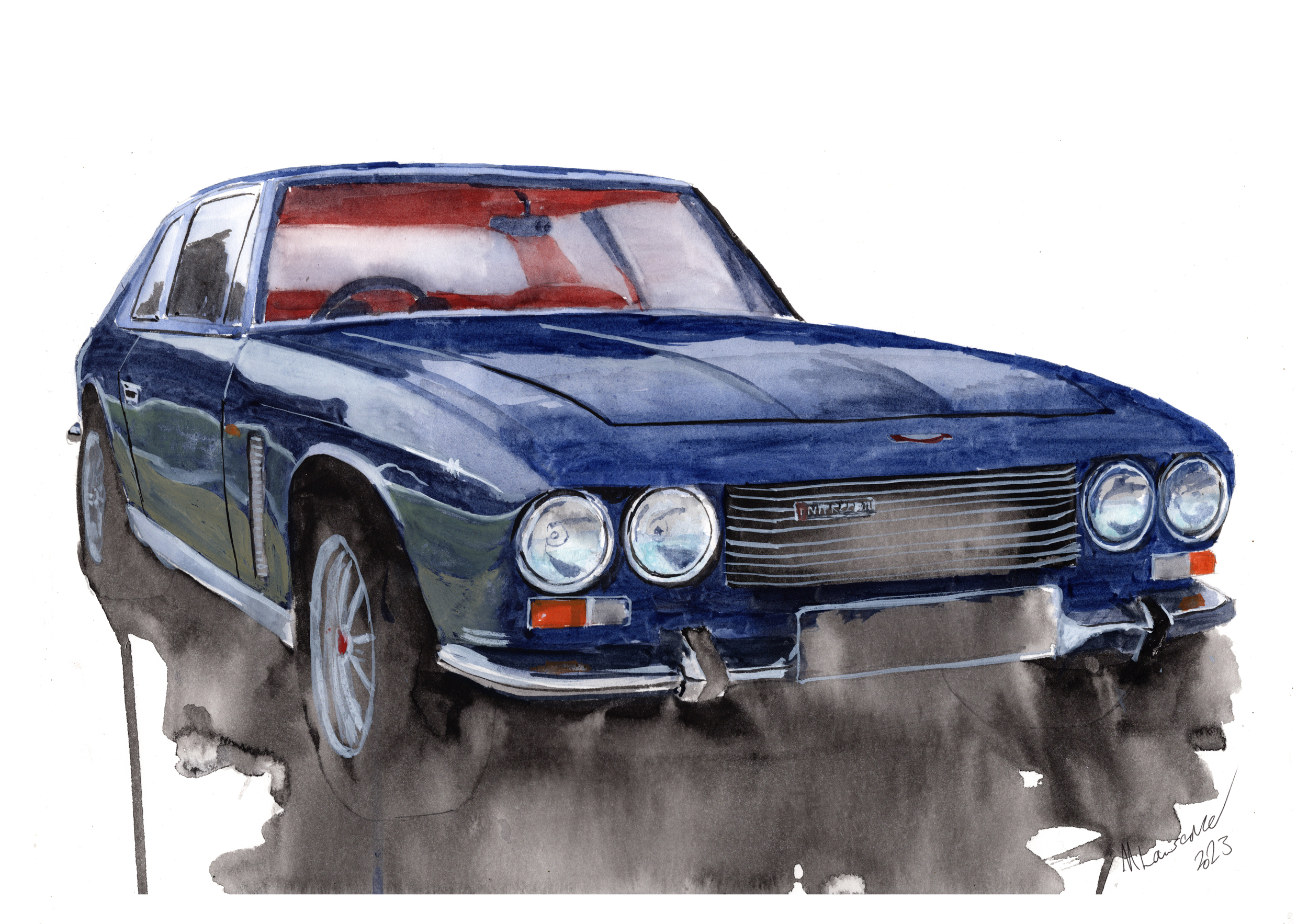 Jensen Interceptor Print. Jensen Interceptor Poster. Gifts For Him. Hand Painted Art. birthday gift