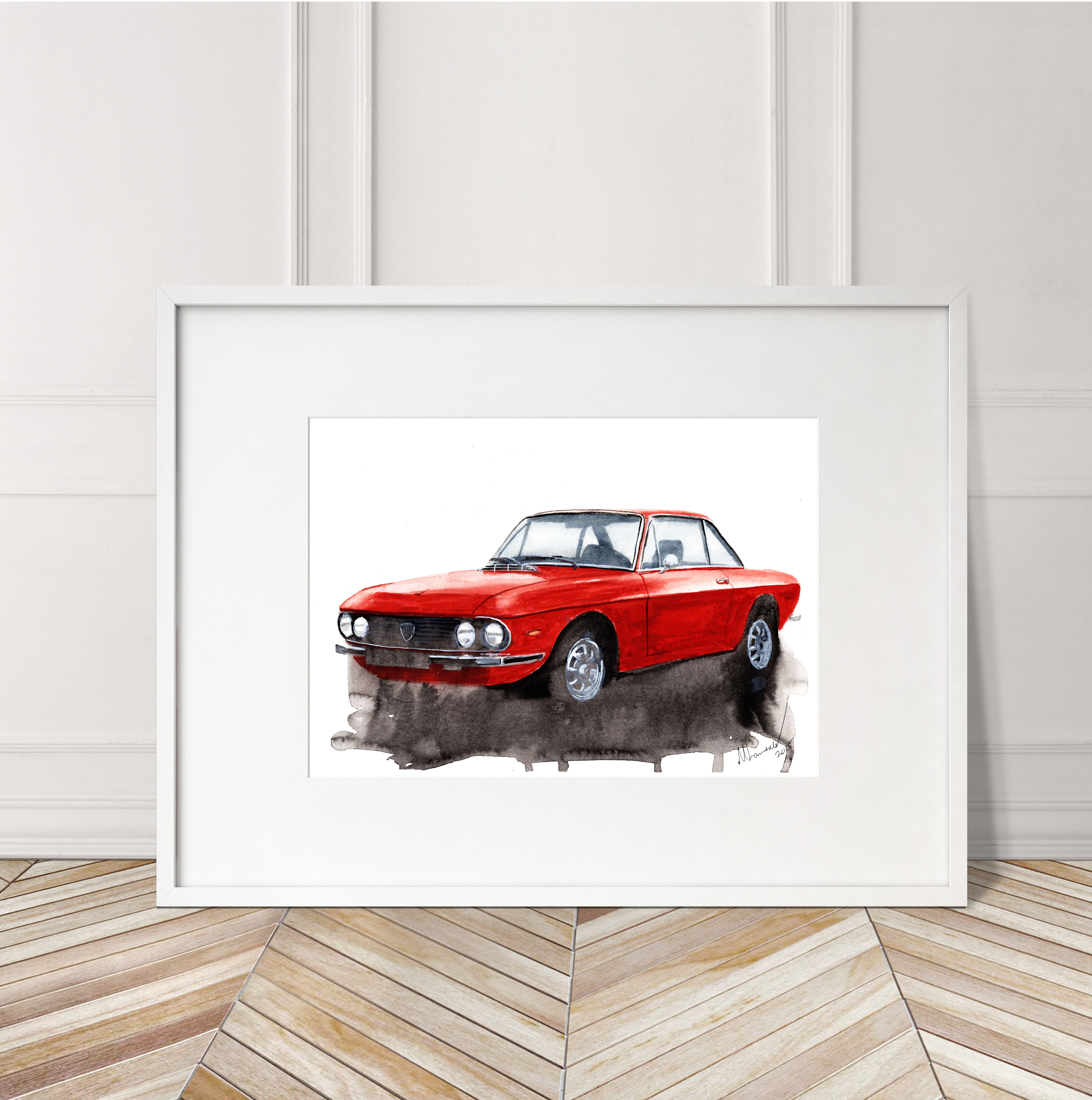 Lancia Fulvia Print. Lancia Fulvia Poster. Gifts For Him. Hand Painted Art. birthday gift