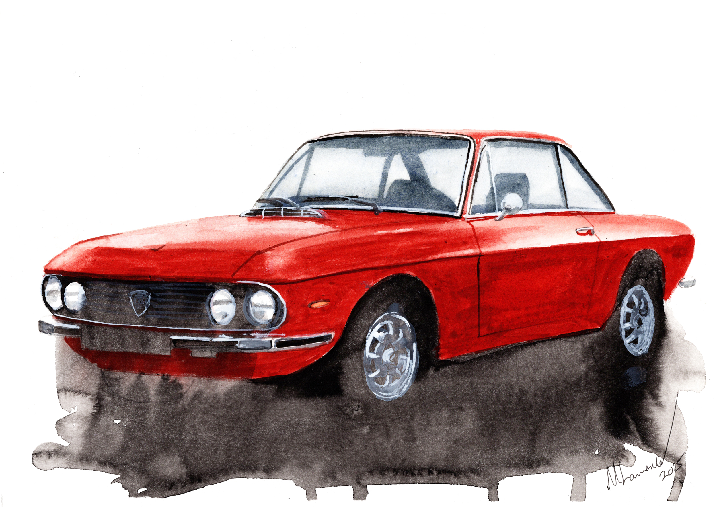 Lancia Fulvia Print. Lancia Fulvia Poster. Gifts For Him. Hand Painted Art. birthday gift