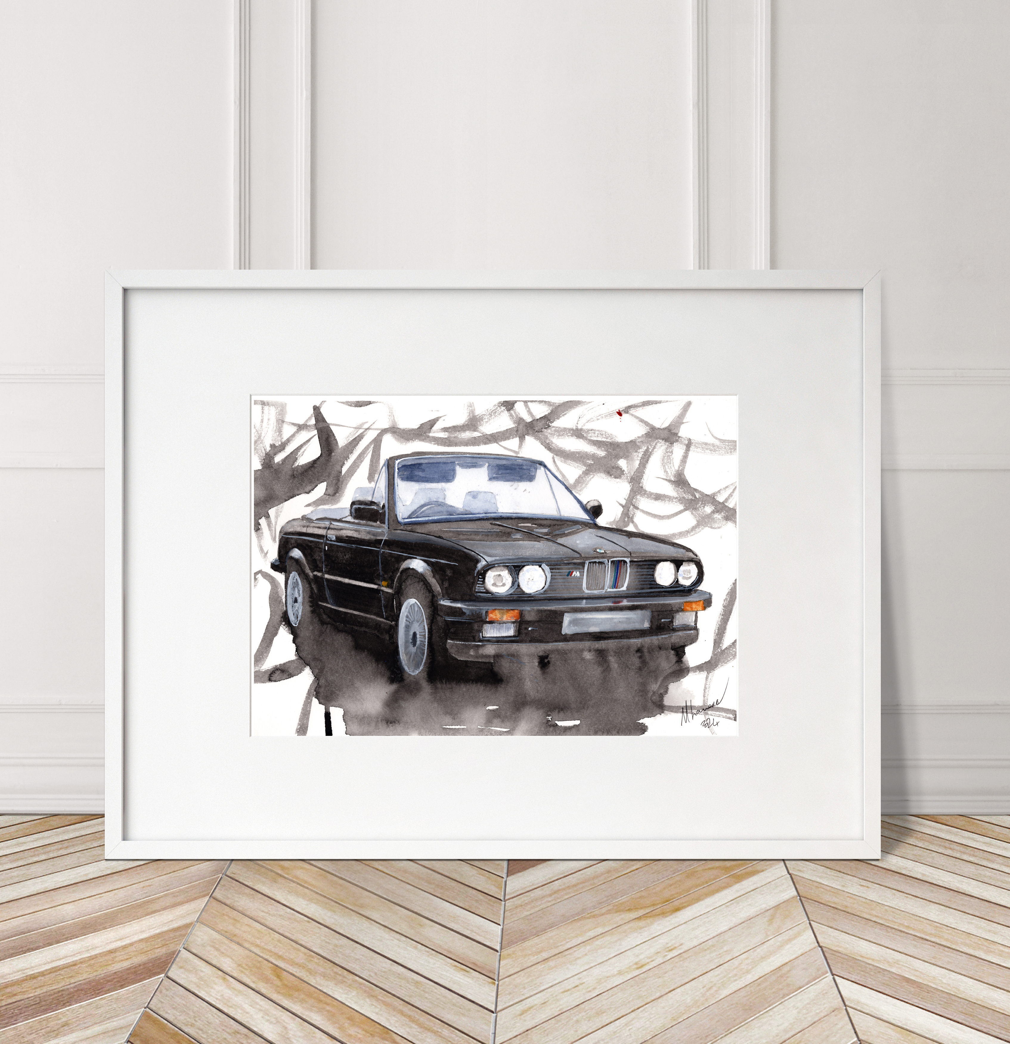 BMW M3 Print. BMW M3 Poster. Gifts For Him. Hand Painted Art. birthday gift