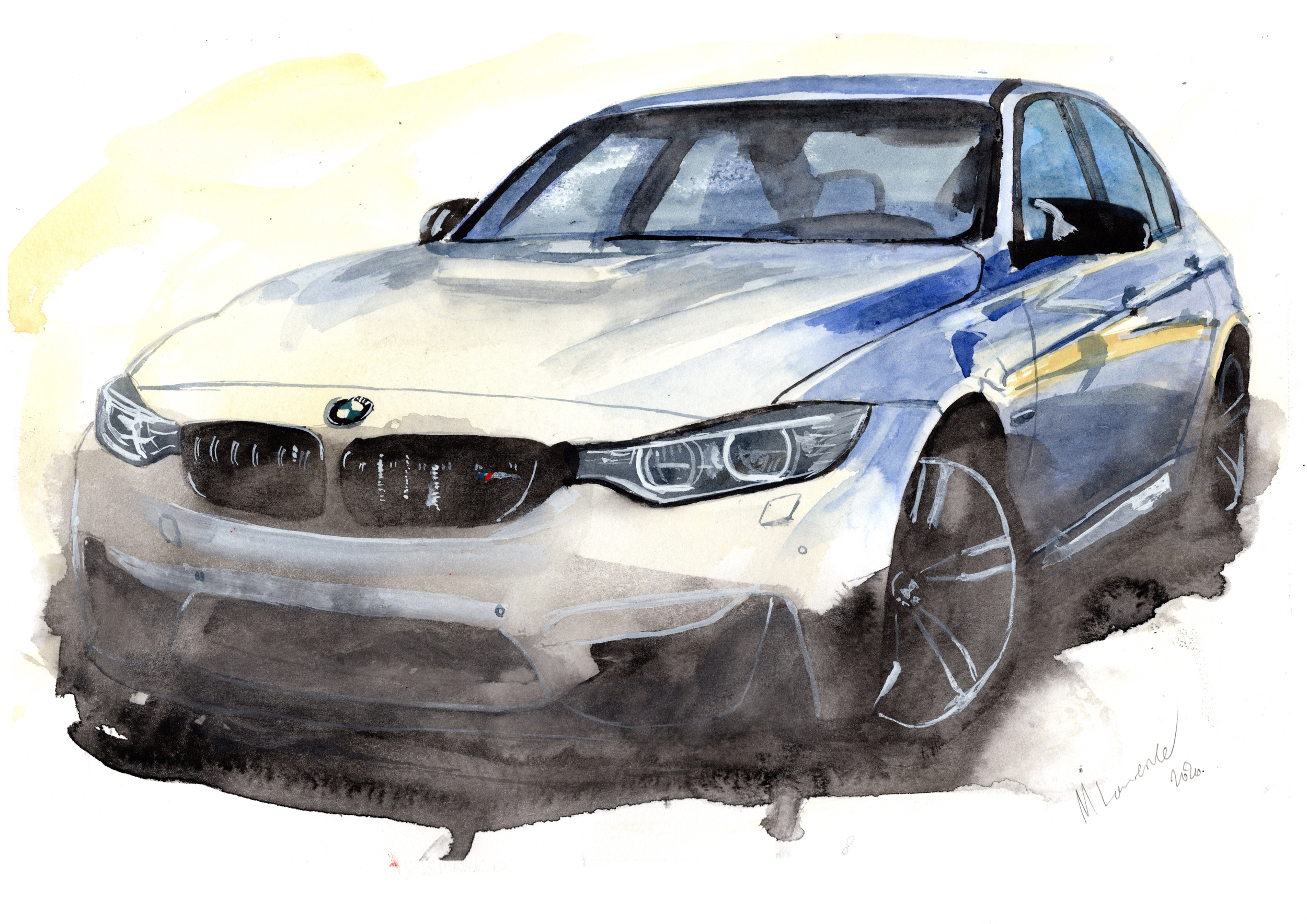 BMW M3 Competition Print. BMW M3 Competition Poster. Gifts For Him. Hand Painted Art. birthday gift