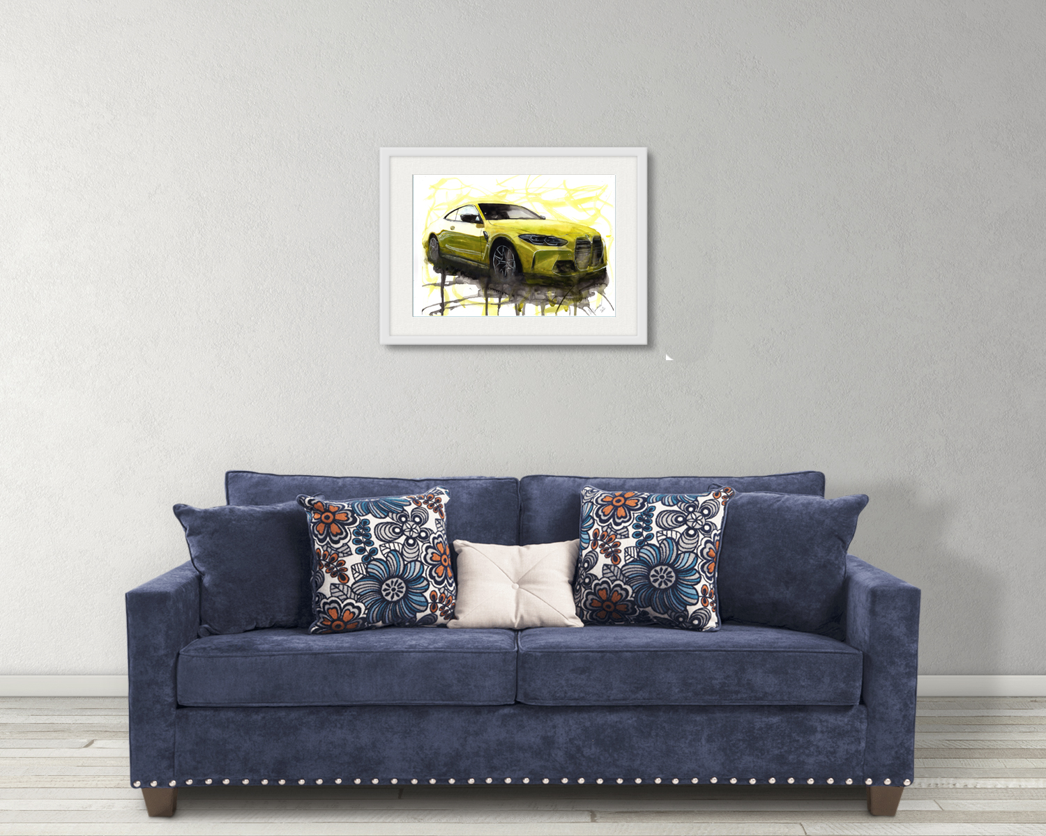 BMW M4 Print. BMW M4 Poster. Gifts For Him. Hand Painted Art. birthday gift