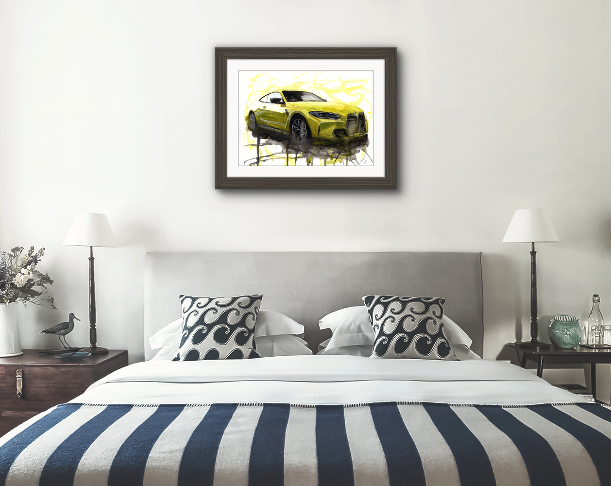 BMW M4 Print. BMW M4 Poster. Gifts For Him. Hand Painted Art. birthday gift
