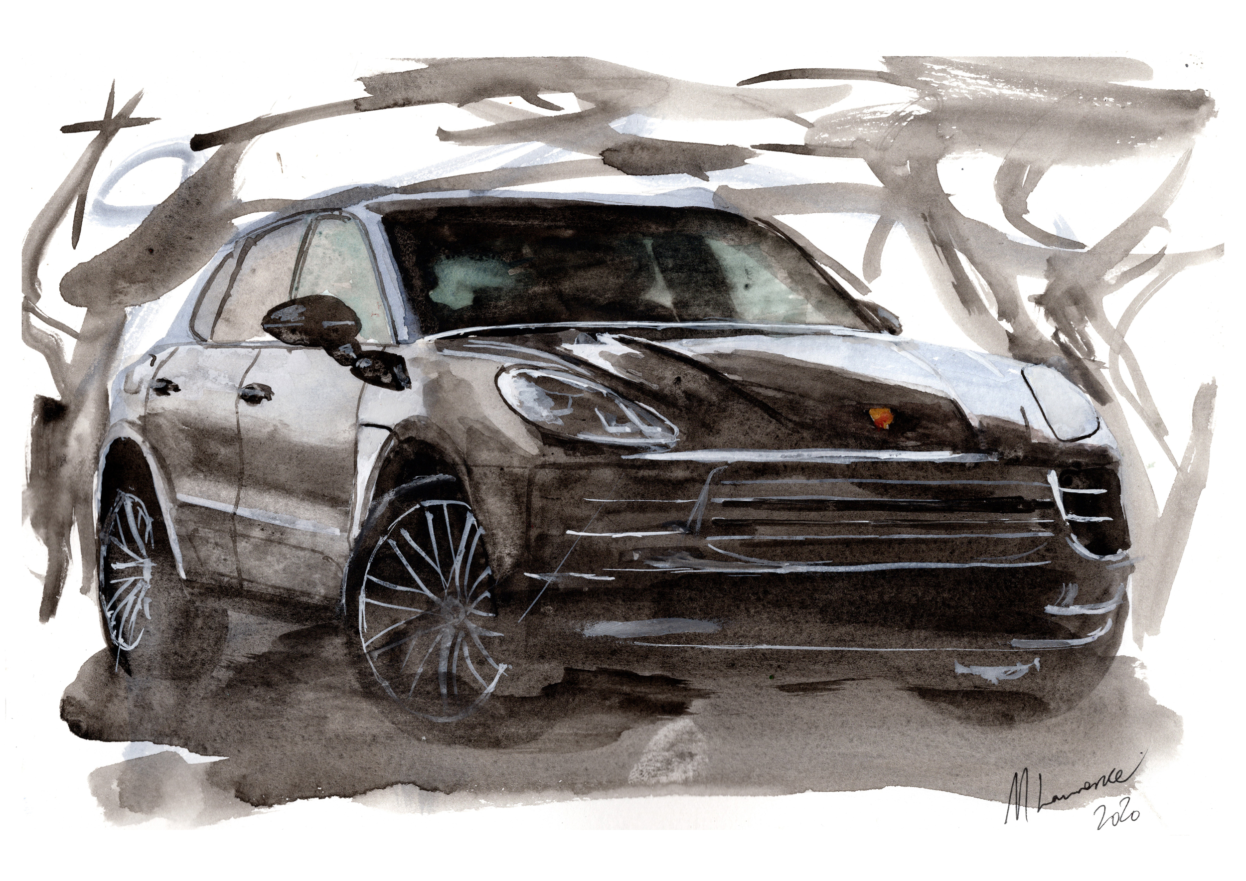 Porsche Macan Print. Porsche Macan Poster. Gifts For Him. Hand Painted Art. birthday gift