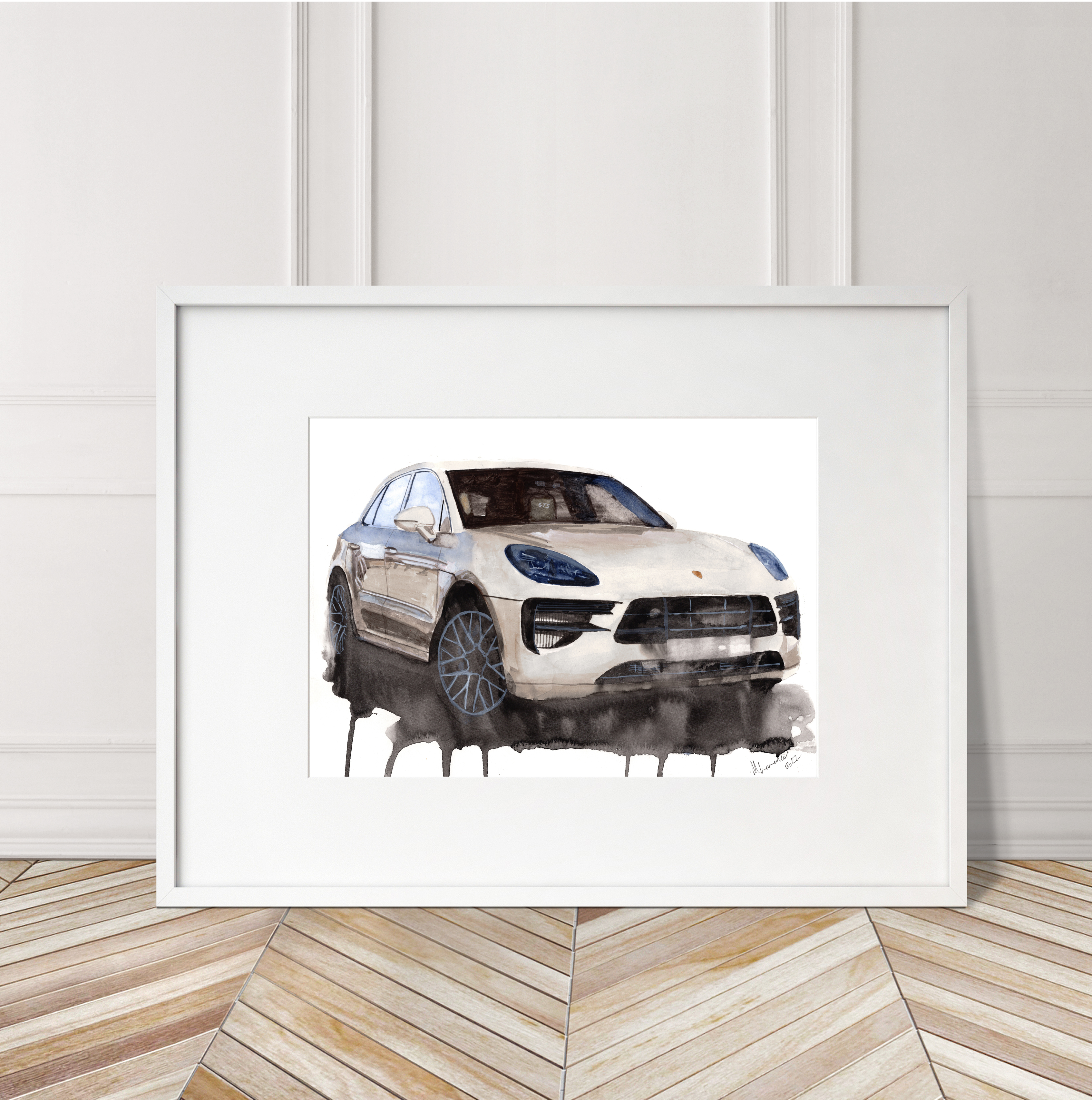Porsche Macan Print. Porsche Macan Poster. Gifts For Him. Hand Painted Art. birthday gift