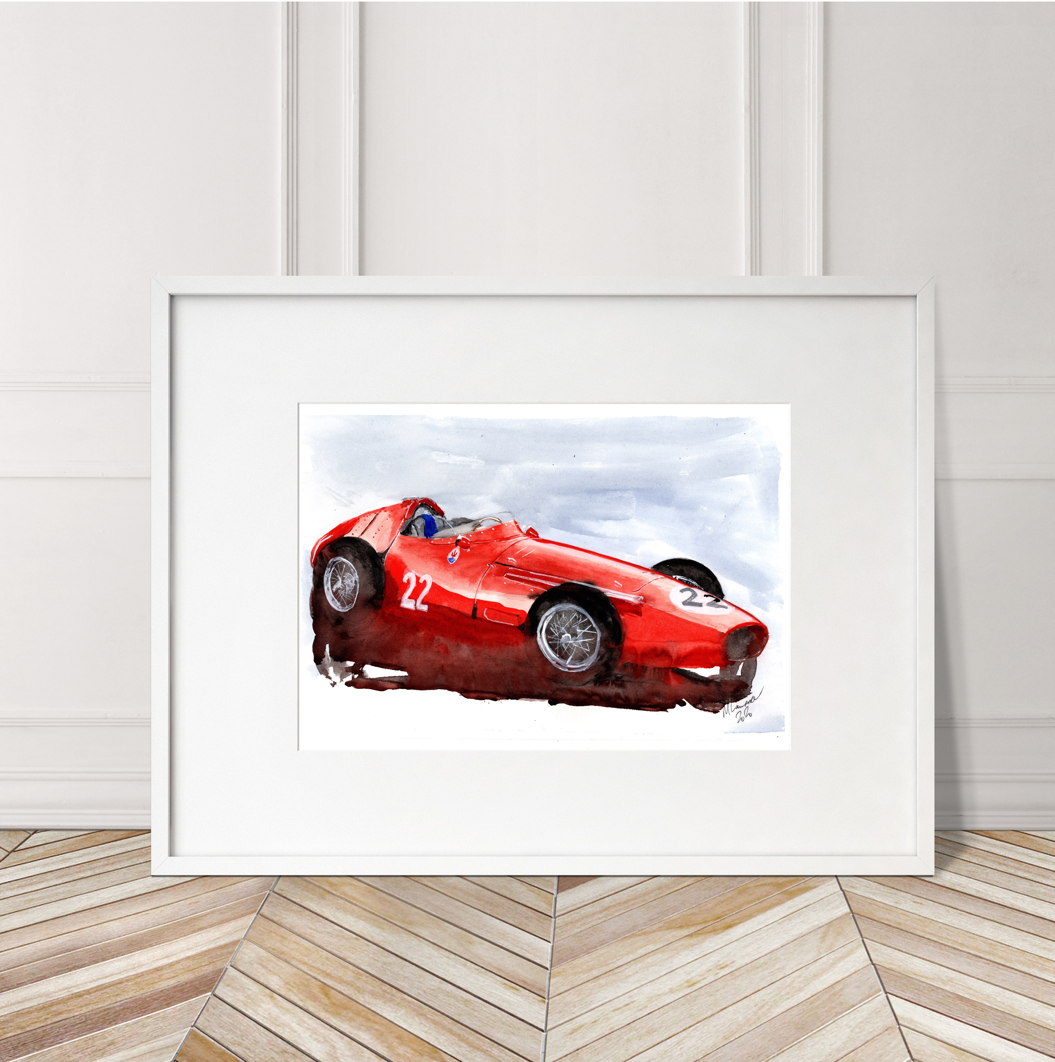 Maserati 250f Print. Maserati 250f Poster. Gifts For Him. Hand Painted Art. birthday gift