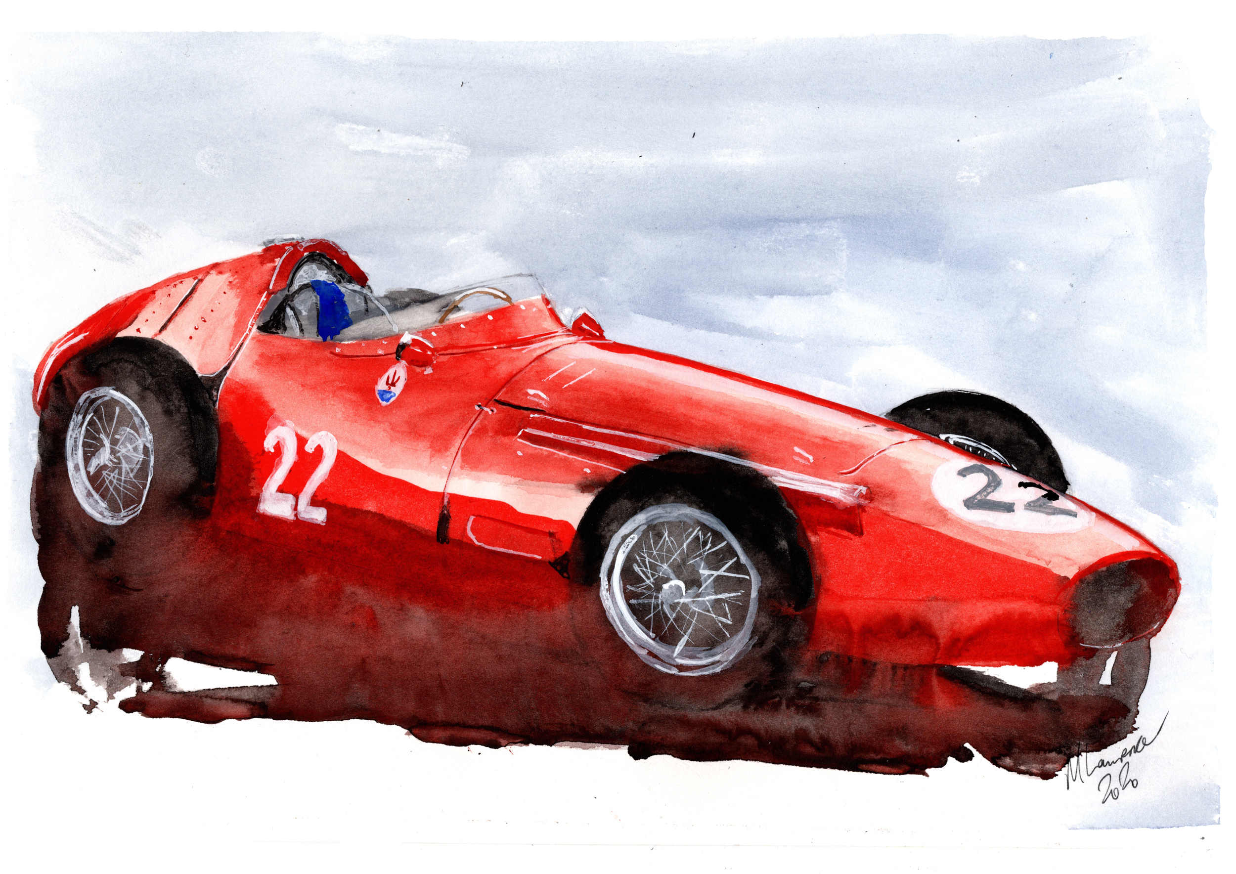 Maserati 250f Print. Maserati 250f Poster. Gifts For Him. Hand Painted Art. birthday gift