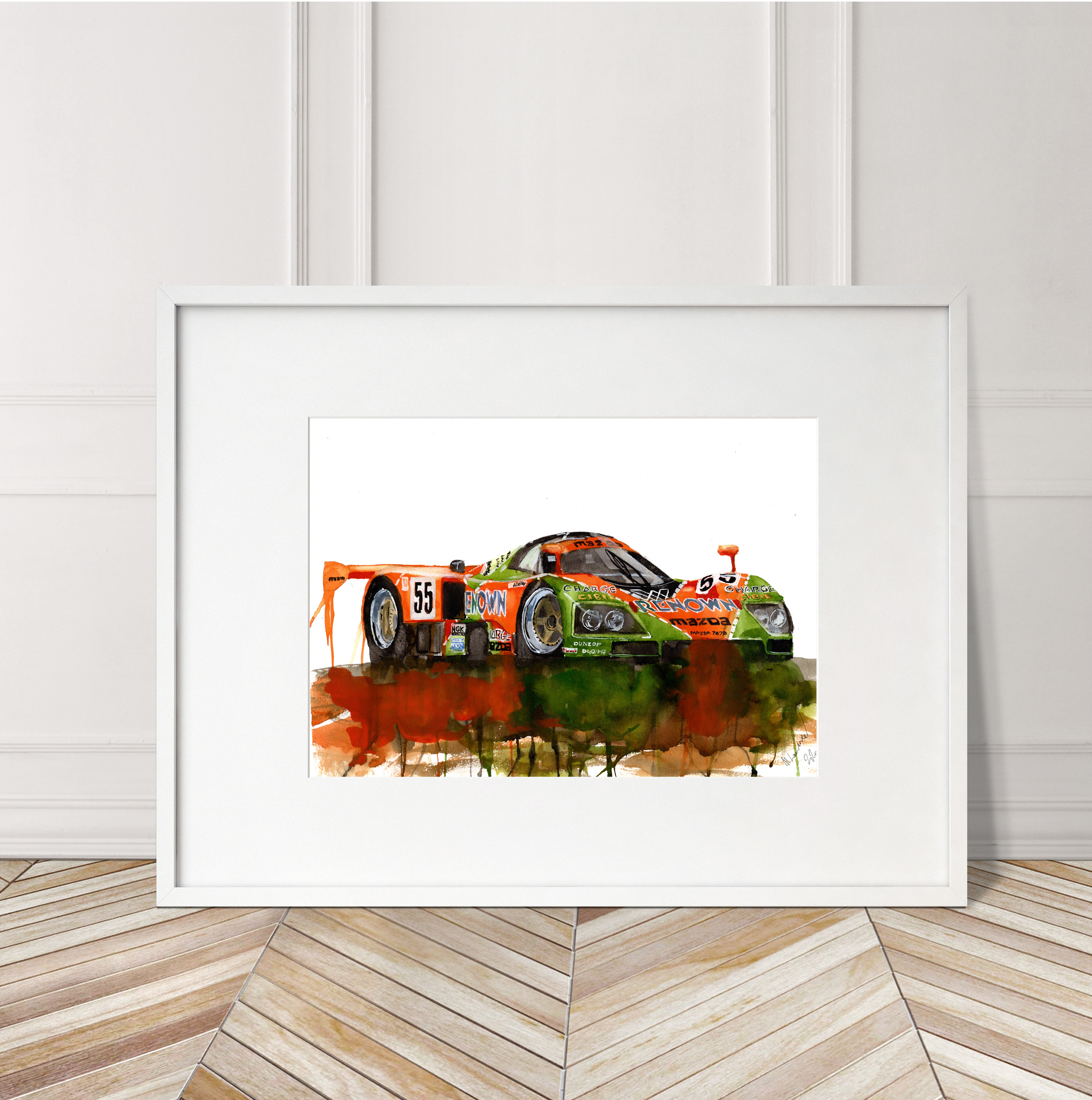 Mazda 787b Print. Mazda 787b Poster. Gifts For Him. Hand Painted Art. birthday gift