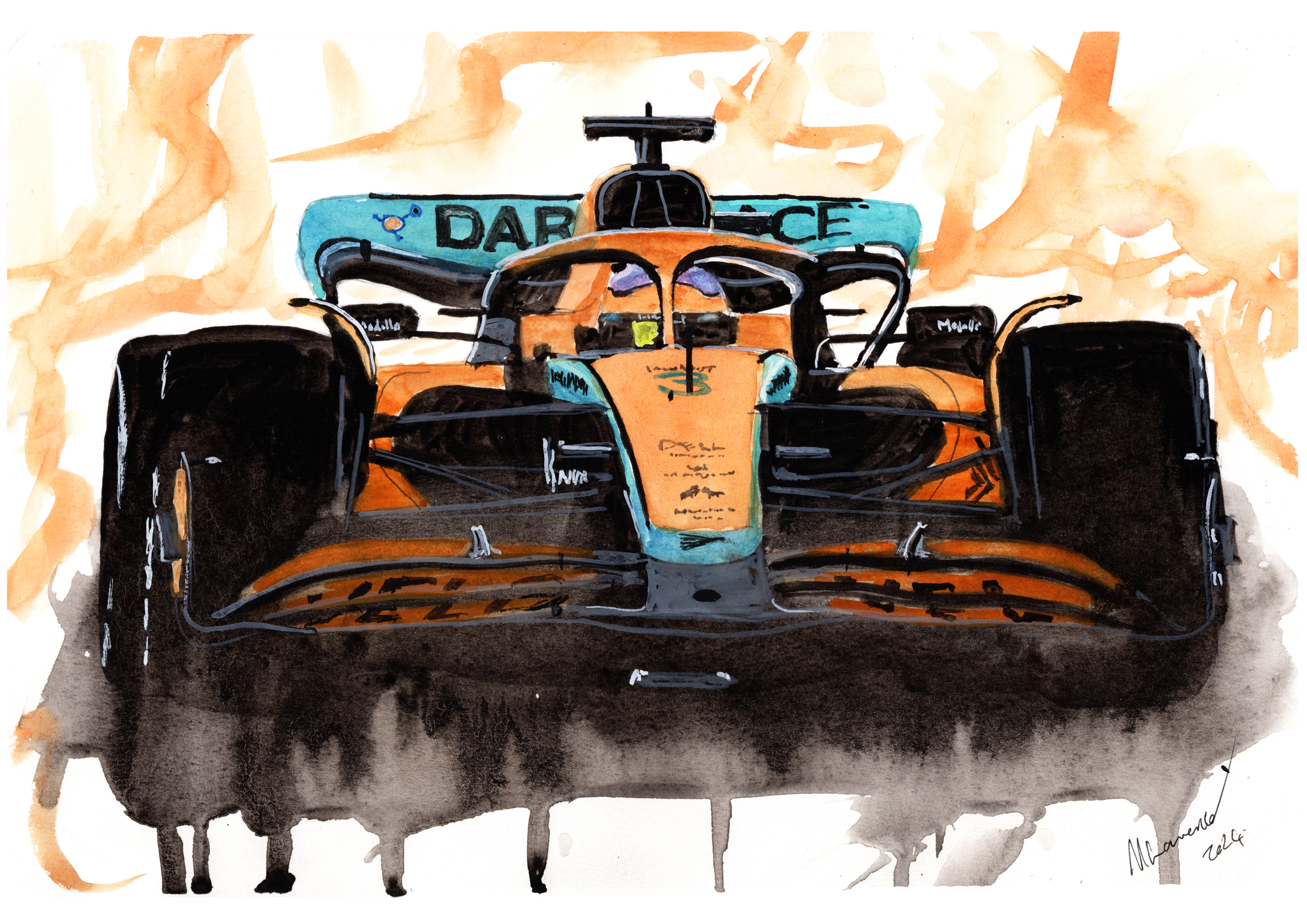 Mclaren F1 Car Print. Mclaren F1 Car Poster. Gifts For Him. Hand Painted Art. birthday gift