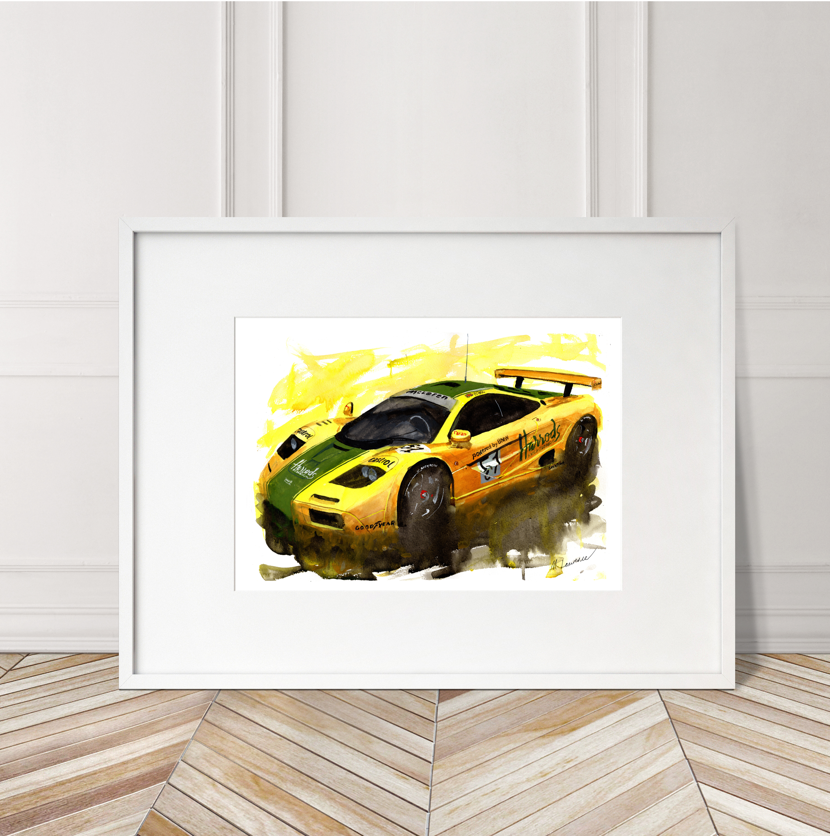 Mclaren GTR le Mans Print. Mclaren GTR le Mans Poster. Gifts For Him. Hand Painted Art. birthday gift