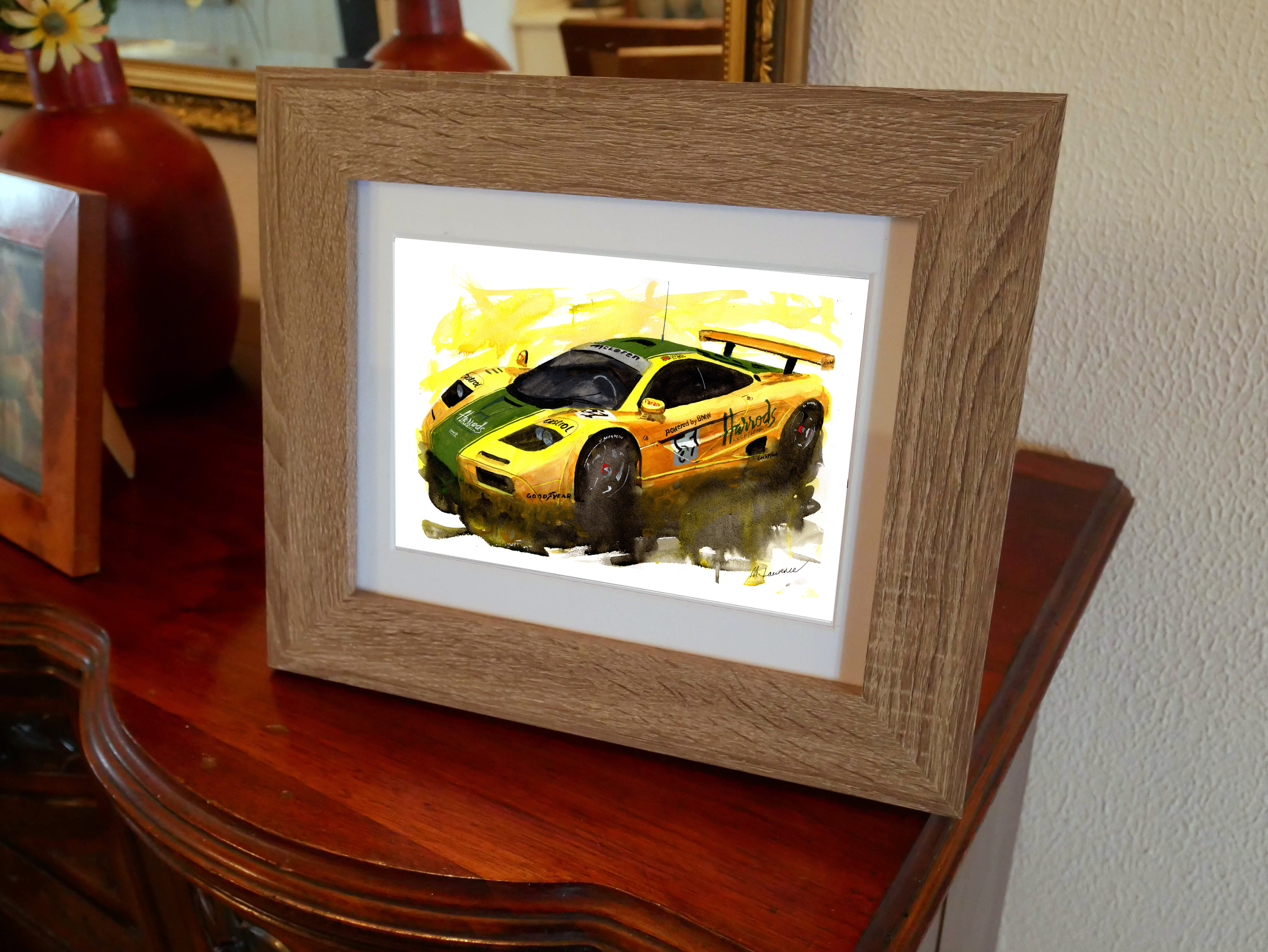 Mclaren GTR le Mans Print. Mclaren GTR le Mans Poster. Gifts For Him. Hand Painted Art. birthday gift