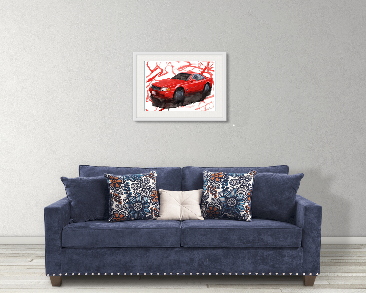 Mercedes SL500 Print. Mercedes SL500 Poster. Gifts For Him. Hand Painted Art. birthday gift