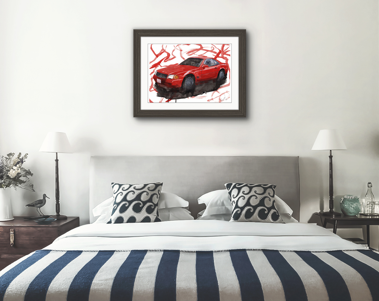 Mercedes SL500 Print. Mercedes SL500 Poster. Gifts For Him. Hand Painted Art. birthday gift