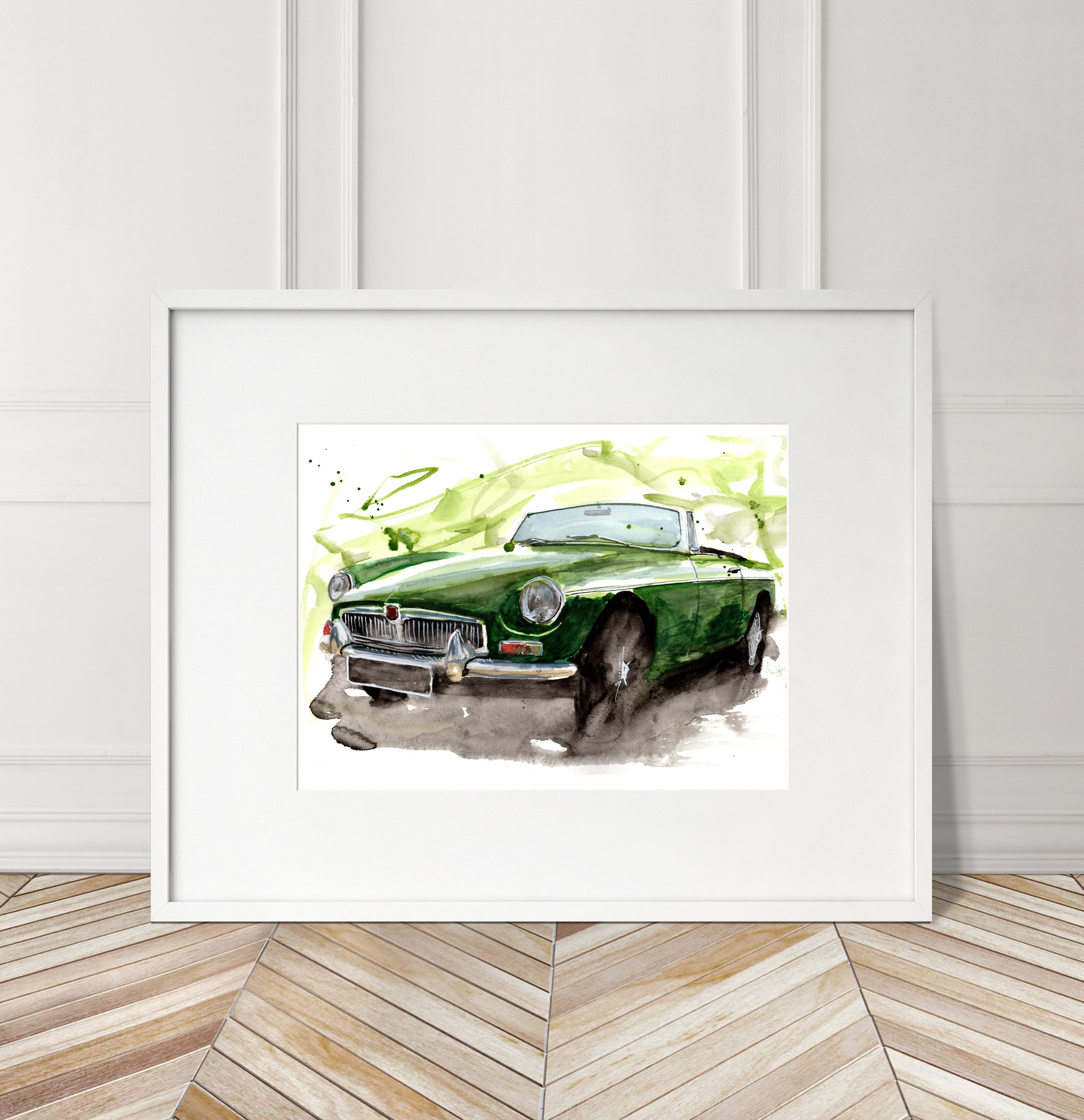 MGB Print. MGB Poster. Gifts For Him. Hand Painted Art. birthday gift