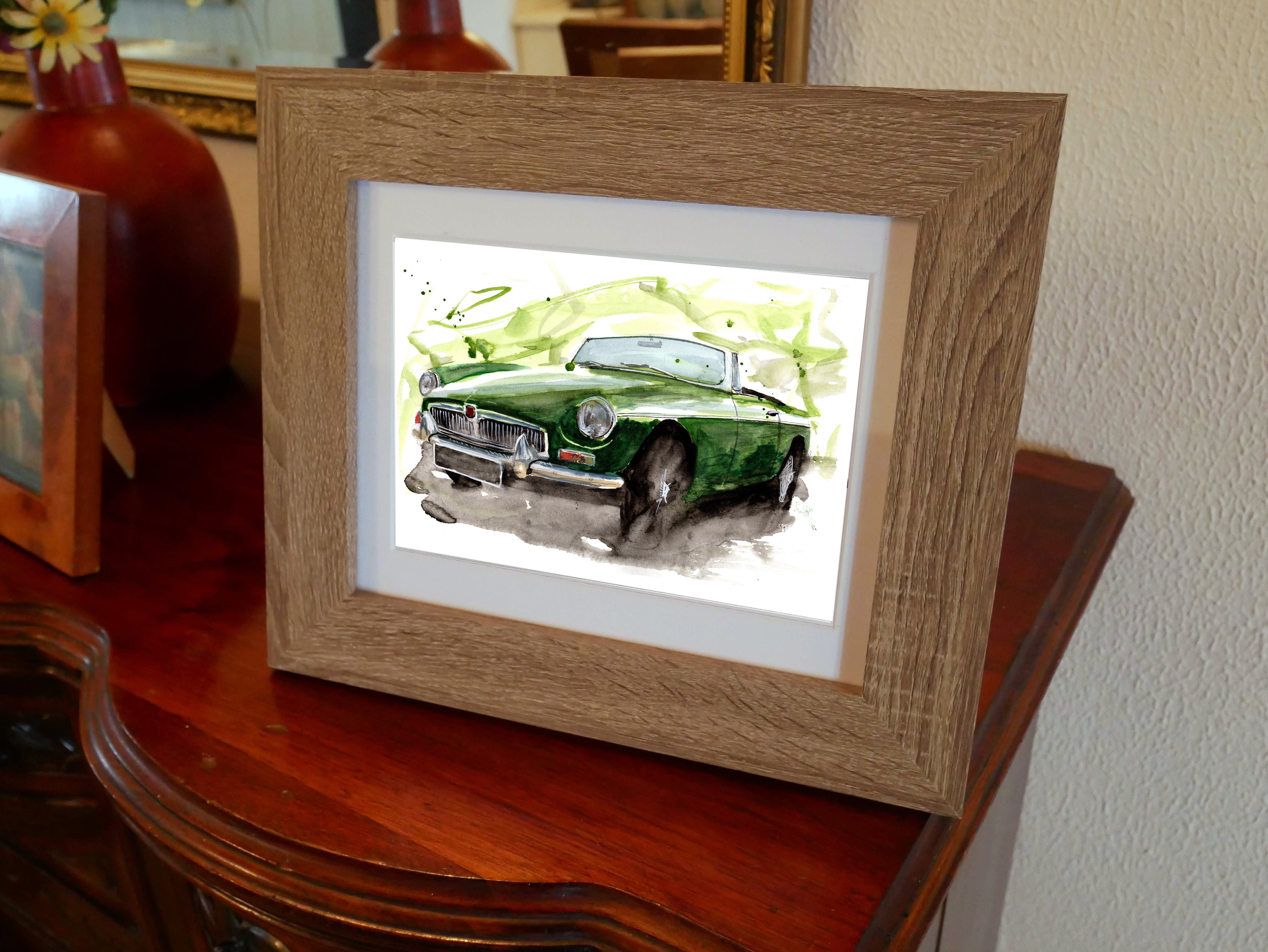 MGB Print. MGB Poster. Gifts For Him. Hand Painted Art. birthday gift