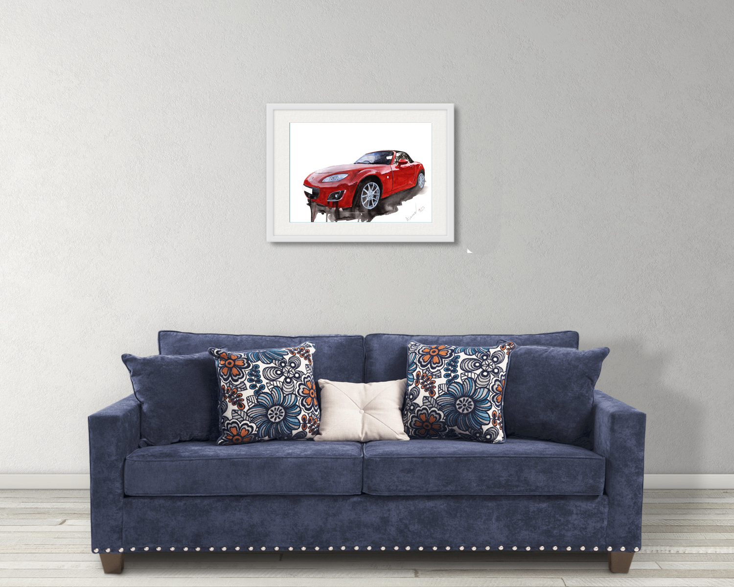 Mazda Miata MX5 Print. Mazda Miata MX5 Poster. Gifts For Him. Hand Painted Art. birthday gift