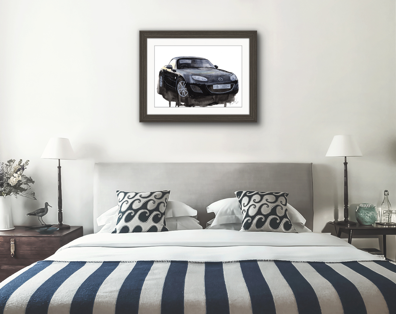 Mazda Miata MX5 Print. Mazda Miata MX5 Poster. Gifts For Him. Hand Painted Art. birthday gift