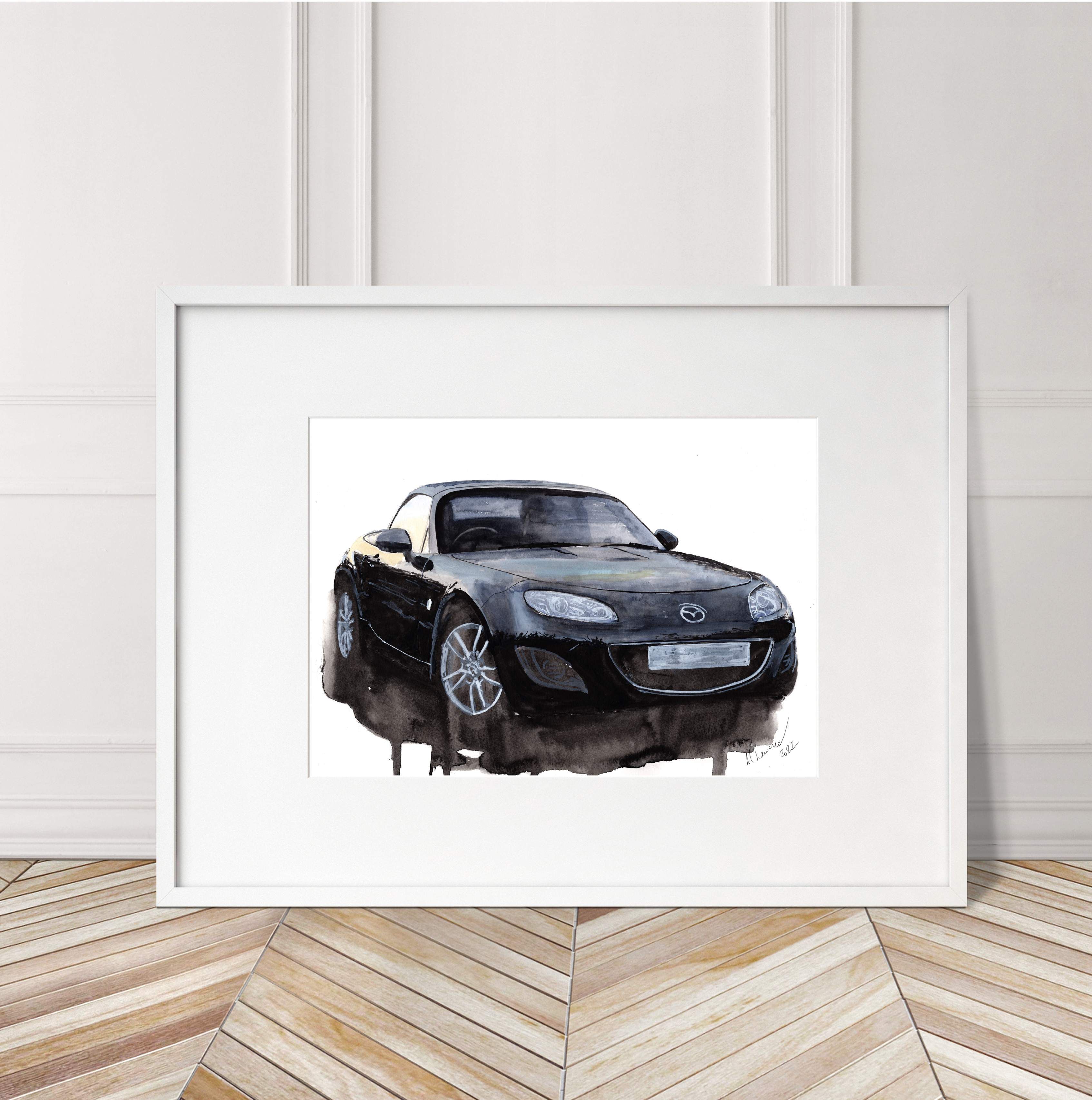 Mazda Miata MX5 Print. Mazda Miata MX5 Poster. Gifts For Him. Hand Painted Art. birthday gift