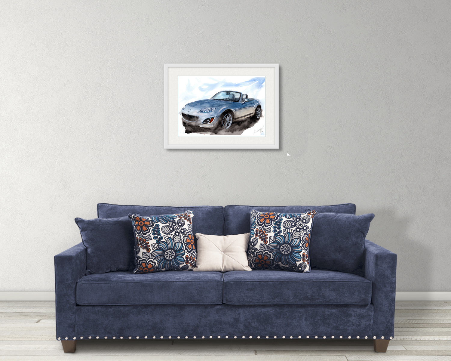 Mazda Miata MX5 Print. Mazda Miata MX5 Poster. Gifts For Him. Hand Painted Art. birthday gift
