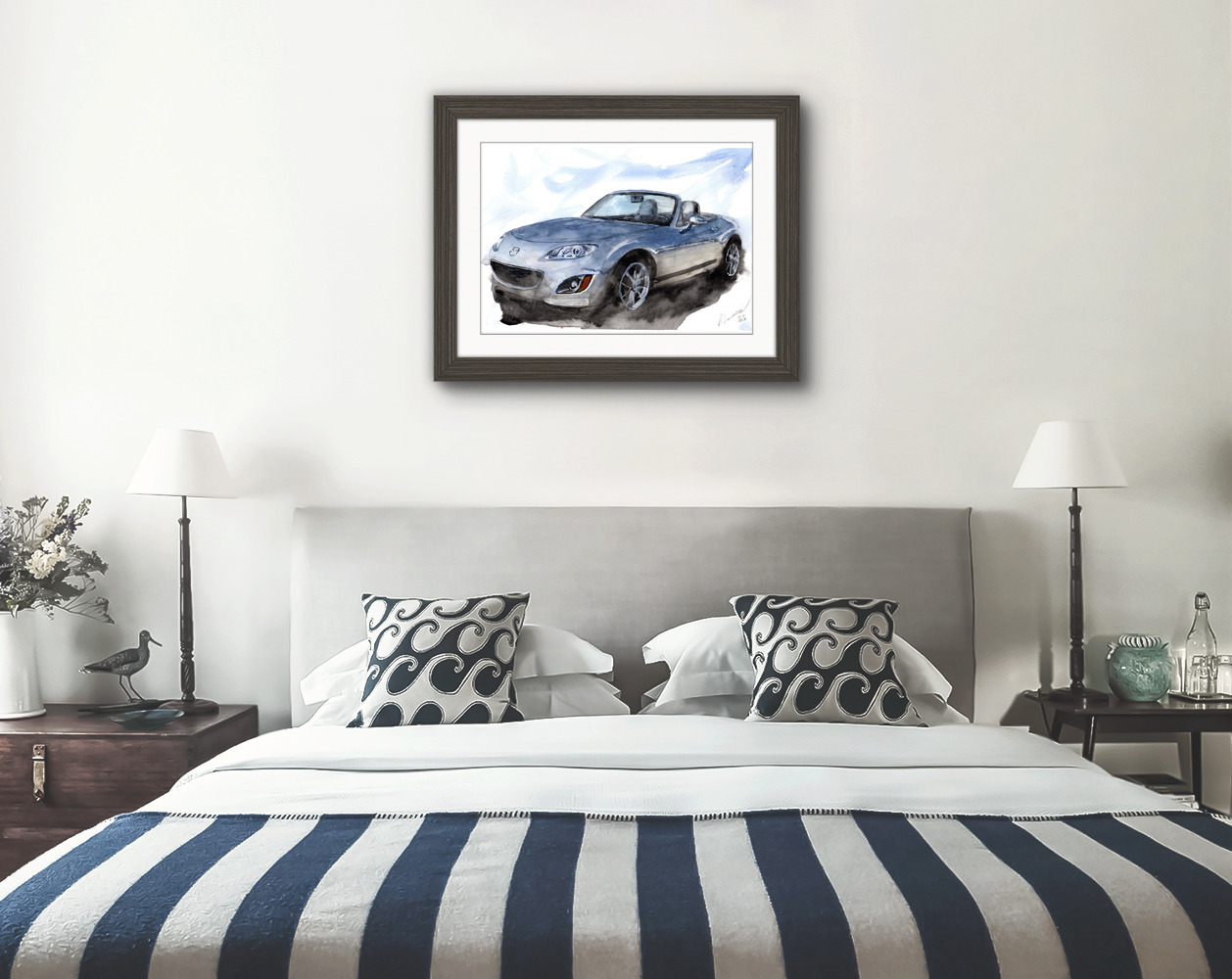 Mazda Miata MX5 Print. Mazda Miata MX5 Poster. Gifts For Him. Hand Painted Art. birthday gift