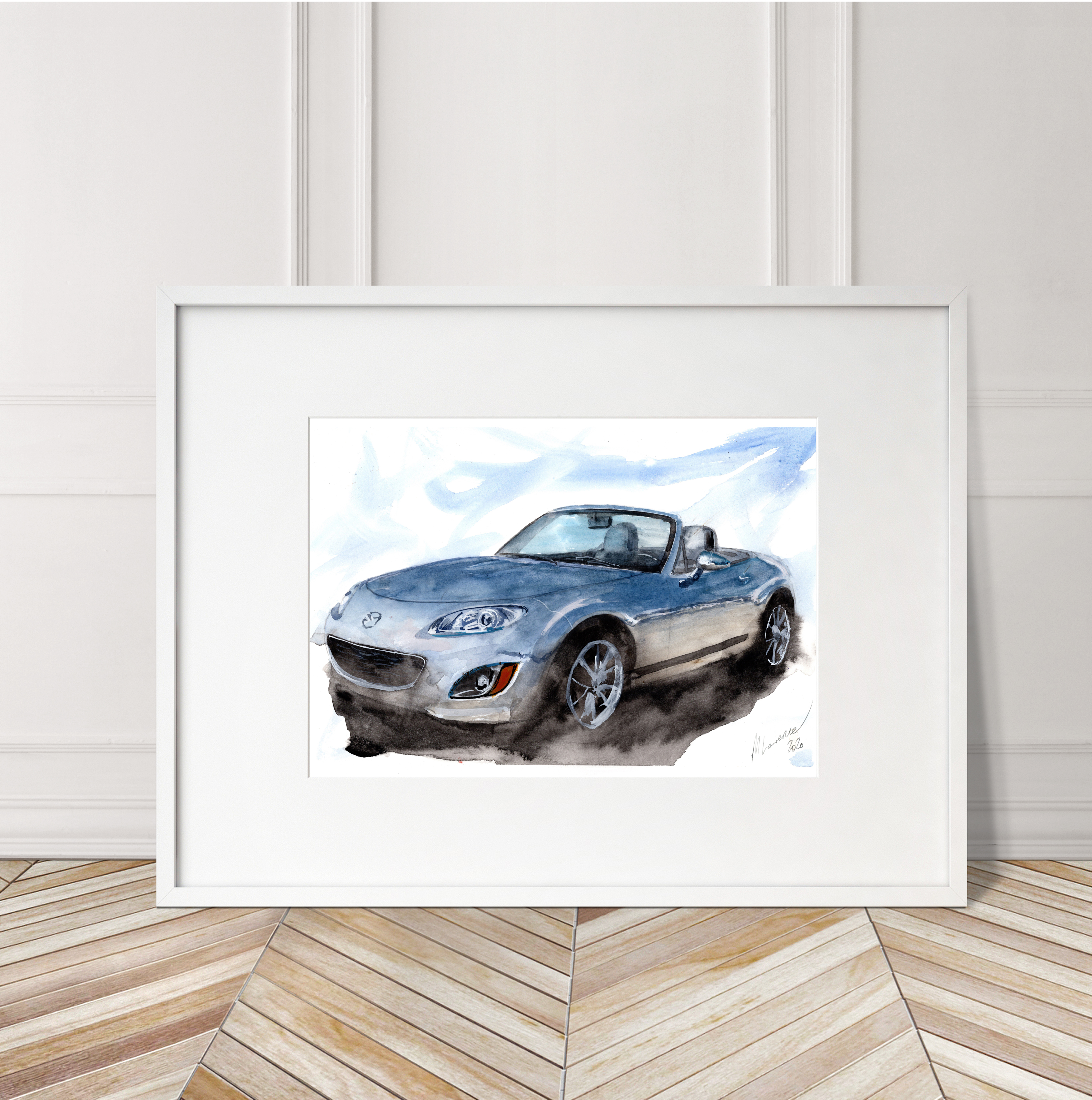 Mazda Miata MX5 Print. Mazda Miata MX5 Poster. Gifts For Him. Hand Painted Art. birthday gift