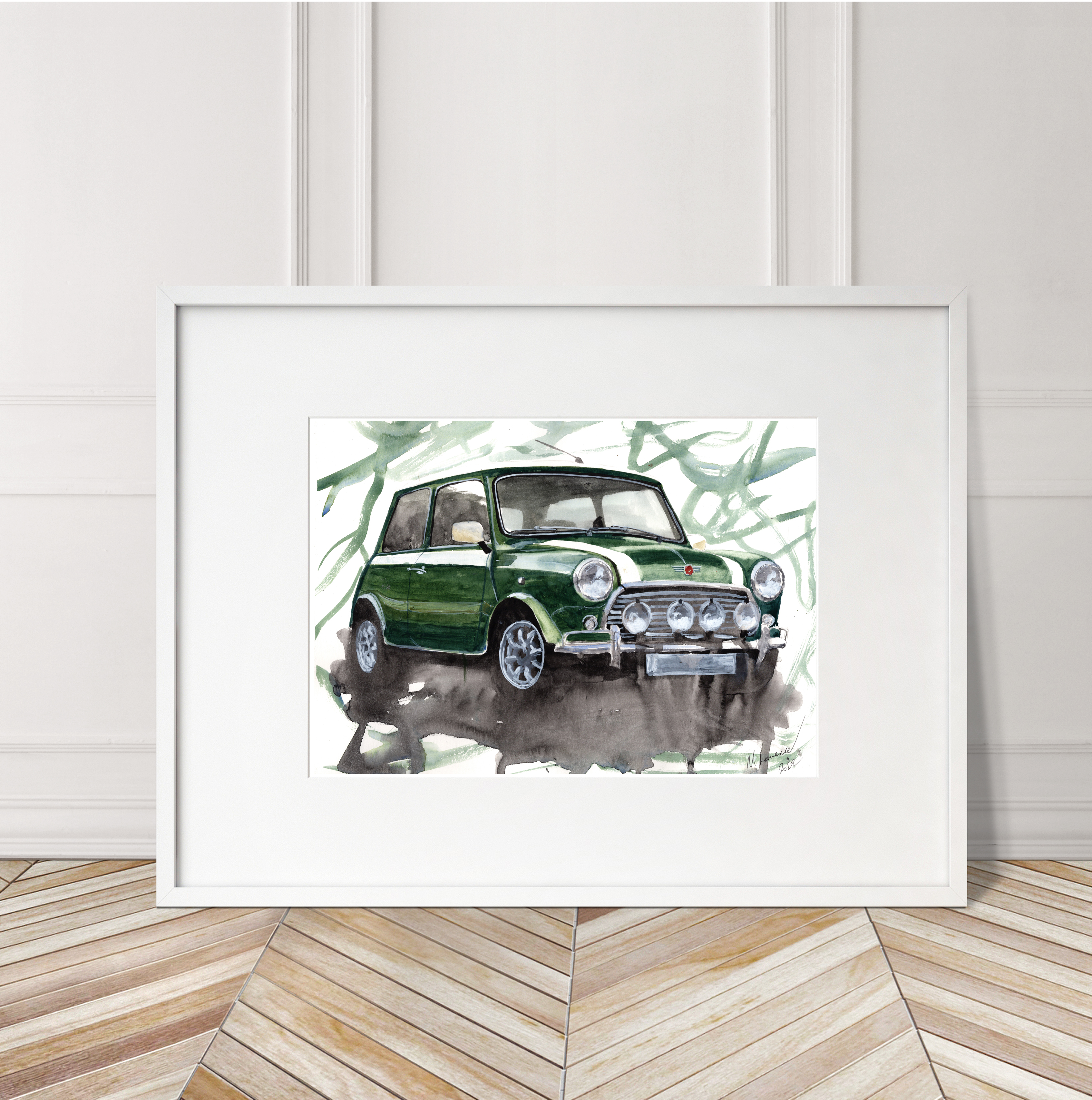 Mini Cooper Print. Mini Cooper Poster. Gifts For Him. Hand Painted Art. birthday gift