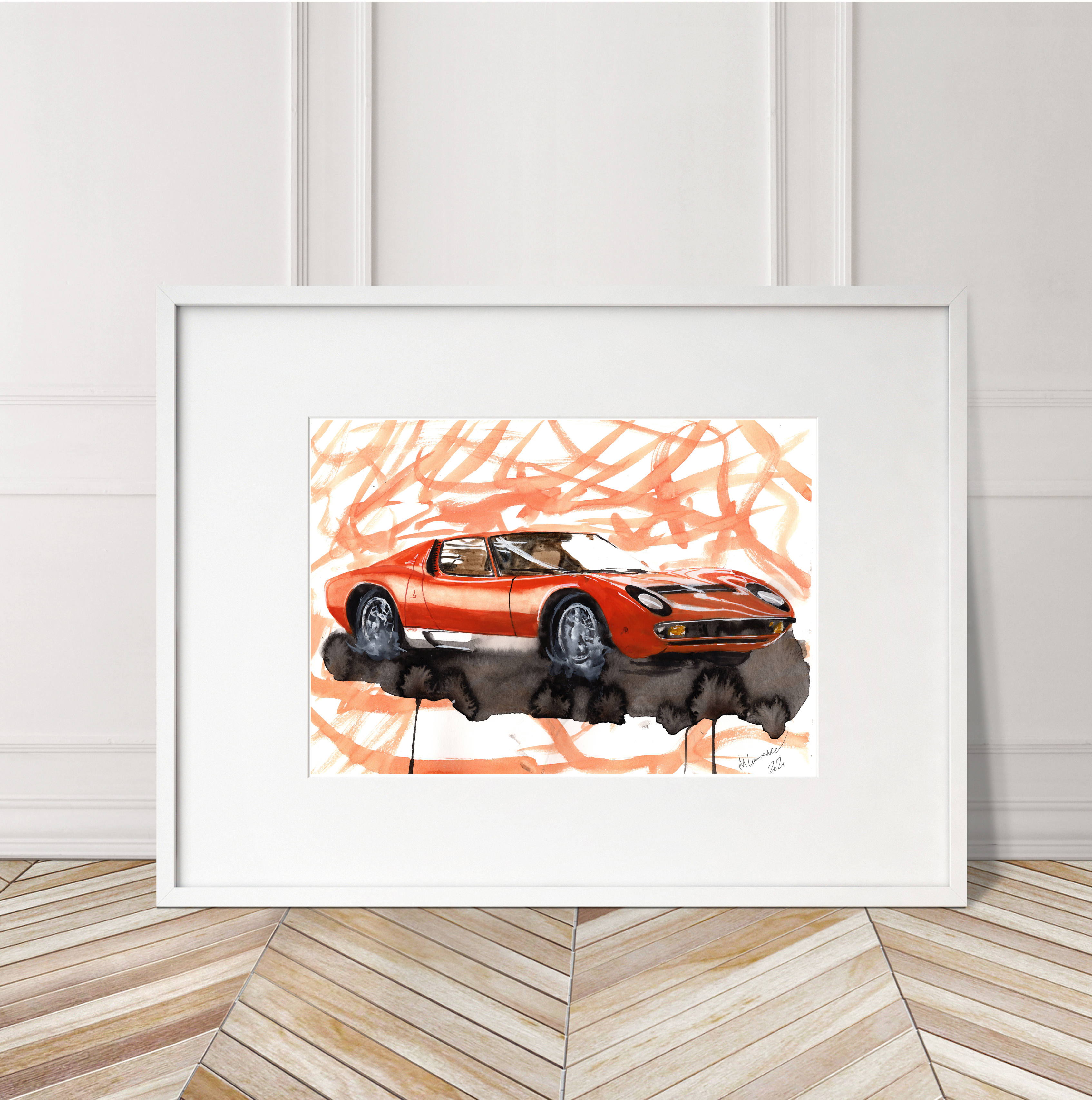 Lambourghini Miura Print. Lambourghini Miura Poster. Gifts For Him. Hand Painted Art. birthday gift