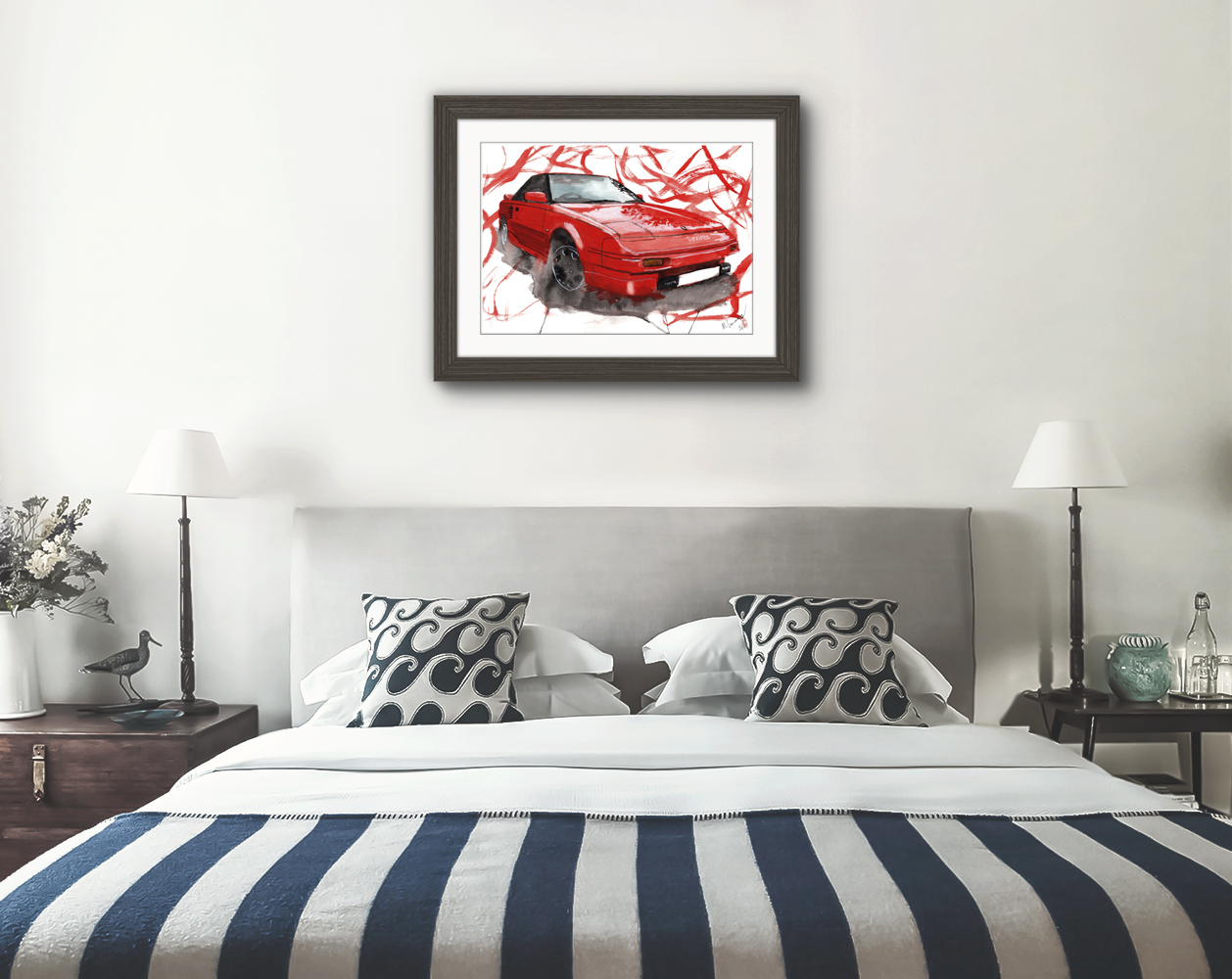 Toyota MR2 Print. Toyota MR2 Poster. Gifts For Him. Hand Painted Art. birthday gift