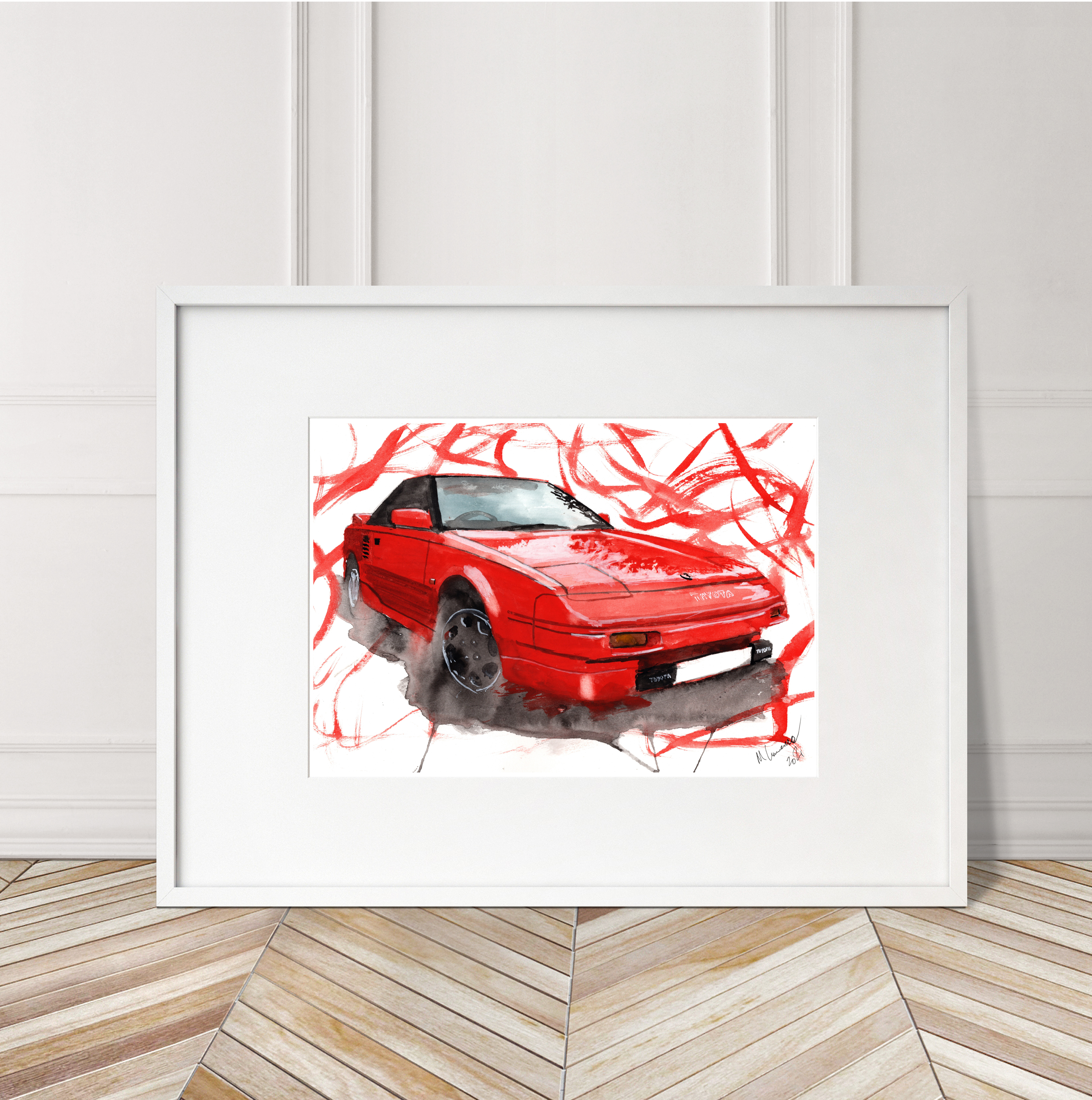 Toyota MR2 Print. Toyota MR2 Poster. Gifts For Him. Hand Painted Art. birthday gift
