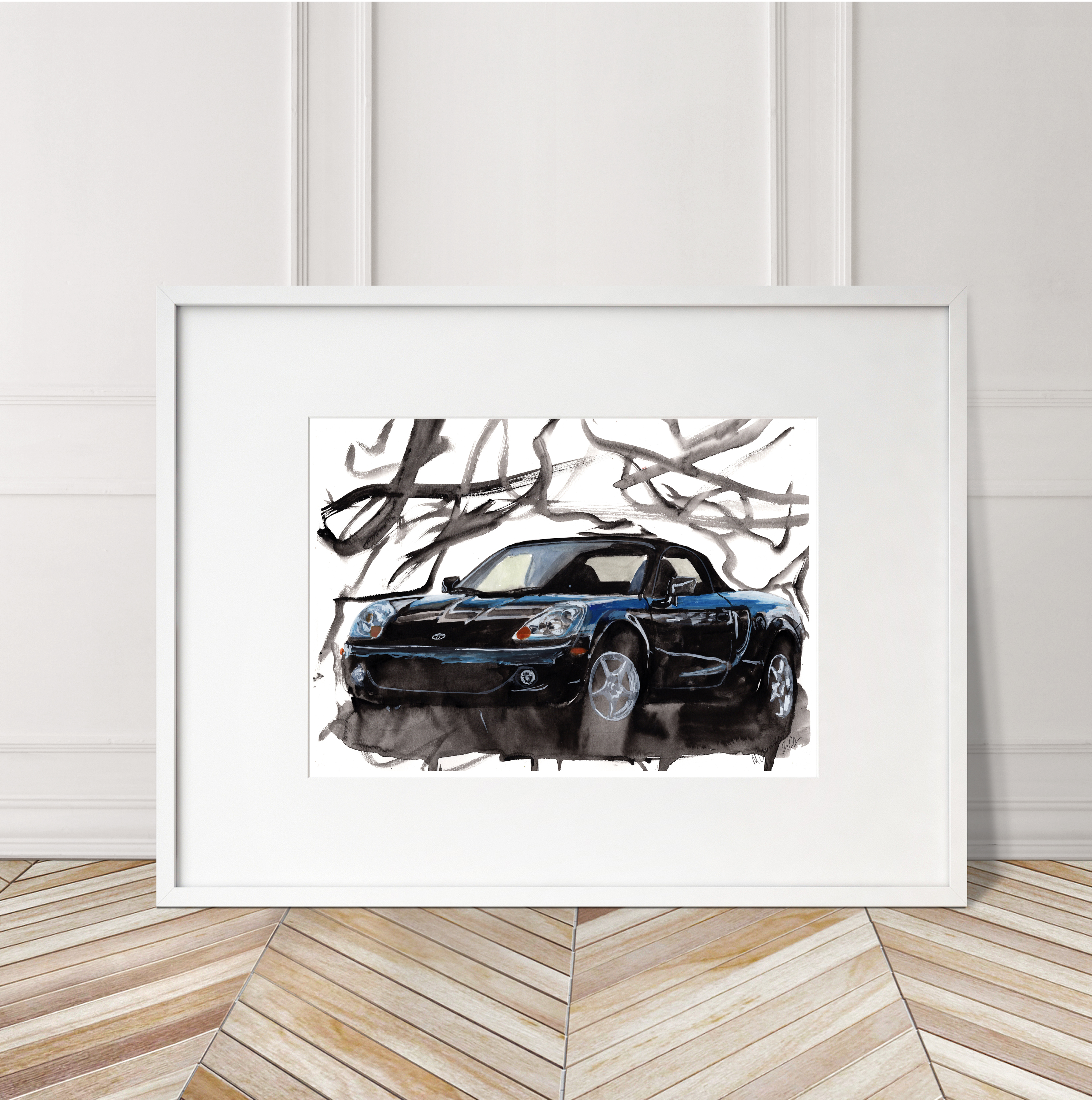 Toyota MR2 Print. Toyota MR2 Poster. Gifts For Him. Hand Painted Art. birthday gift