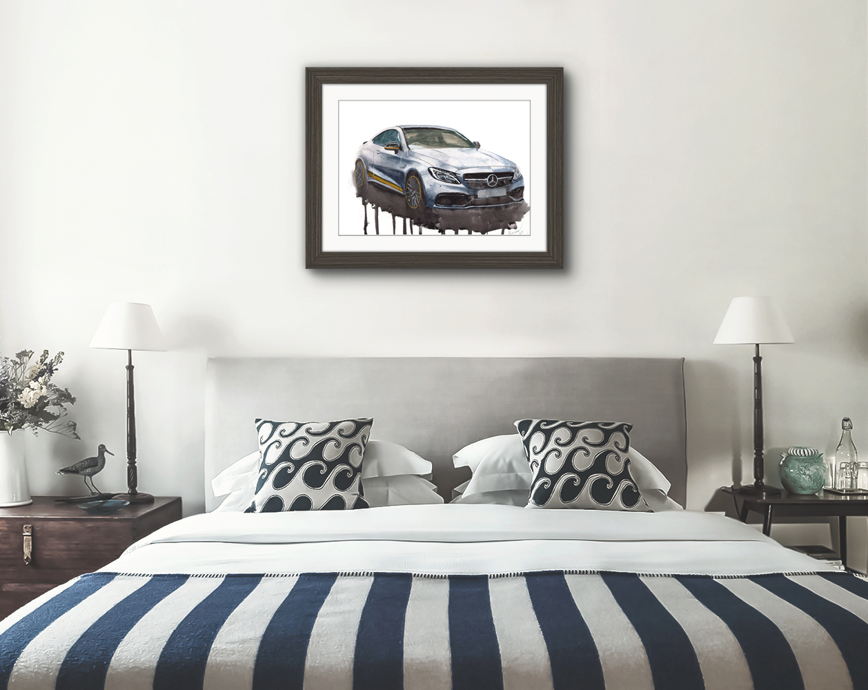 Mercedes AMG C63 Print. Mercedes AMG C63 Poster. Gifts For Him. Hand Painted Art. birthday gift