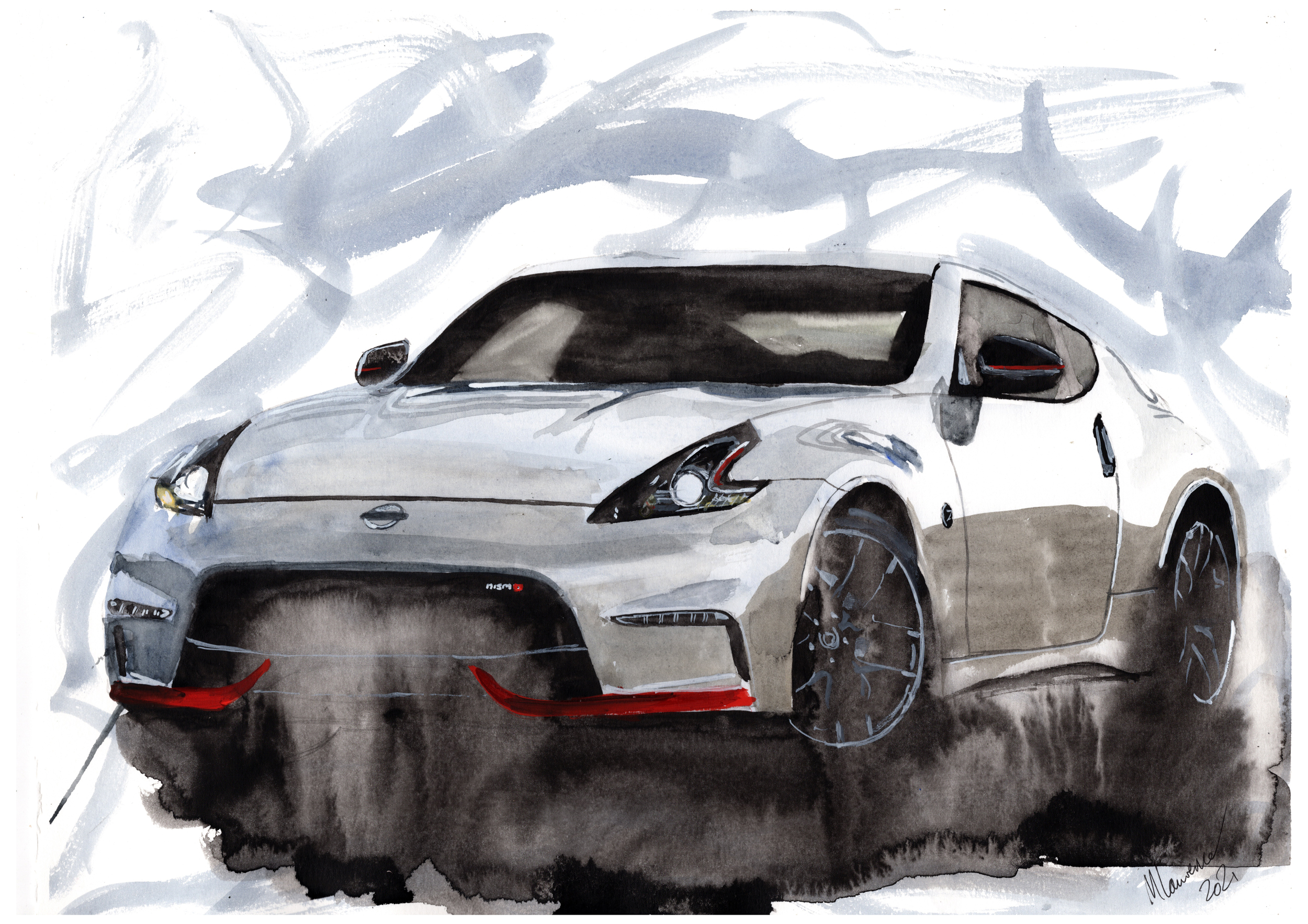 Nissan 370z Nismo Print. Nissan 370z Nismo Poster. Gifts For Him. Hand Painted Art. birthday gift